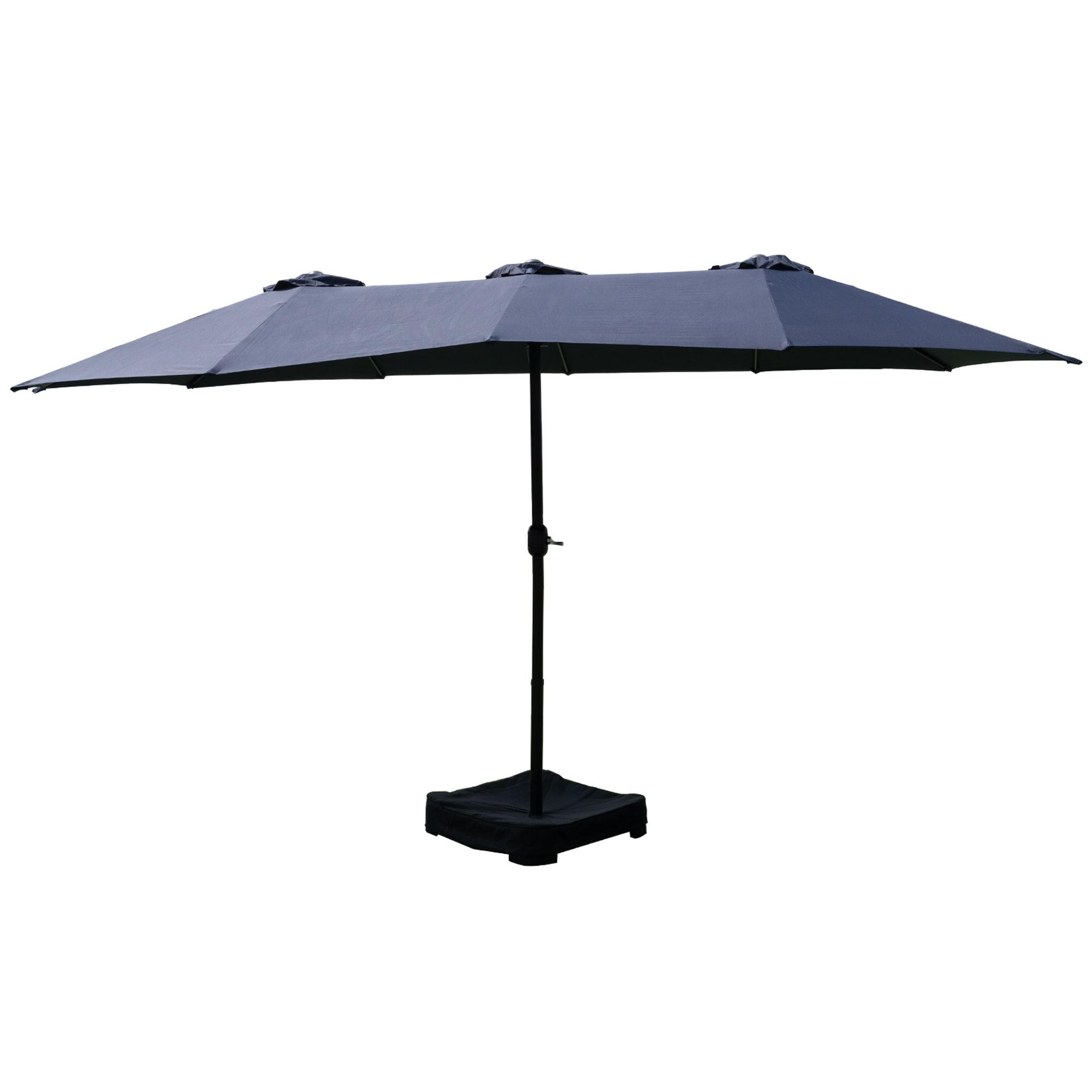15 ft. x 9 ft. Market Double-Sided Patio Umbrella Extra-Large Waterproof Twin Umbrellas in Navy Blue