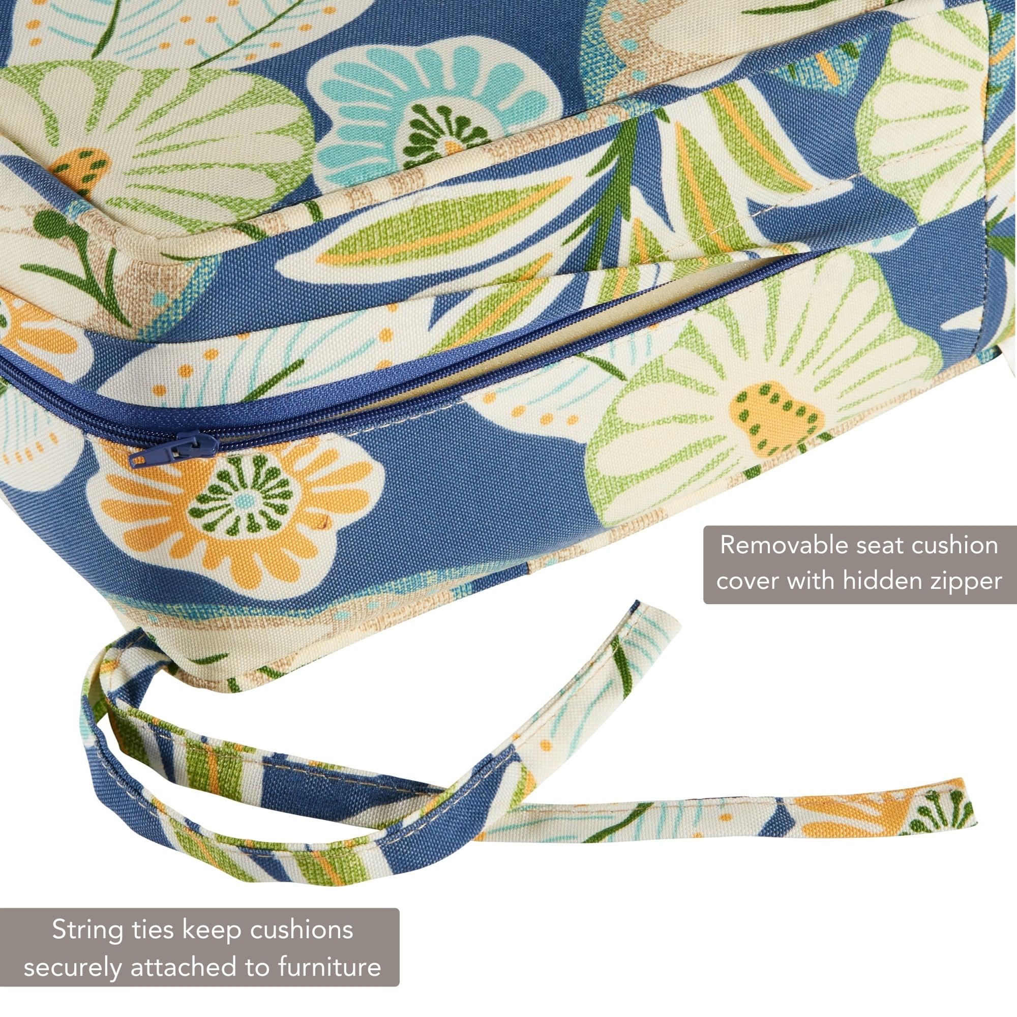 Greendale Home Fashions 2-Piece Marlow Blue Floral 24"W Premium Deep Seat Cushion Set