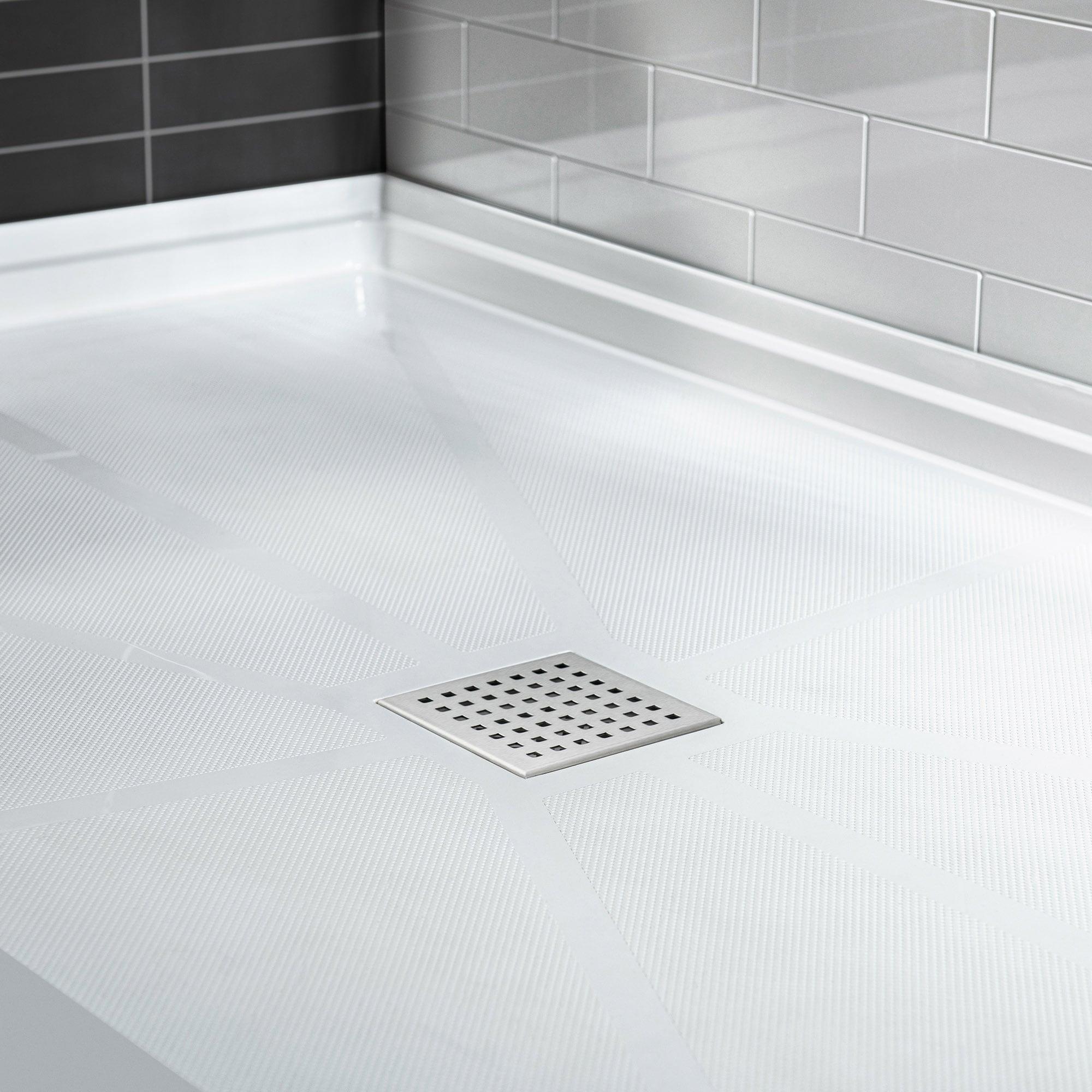48" W x 36" Solid Surface Single Threshold Shower Pan Base with Drain Assembly & Drain Cover Included, Non-Slip