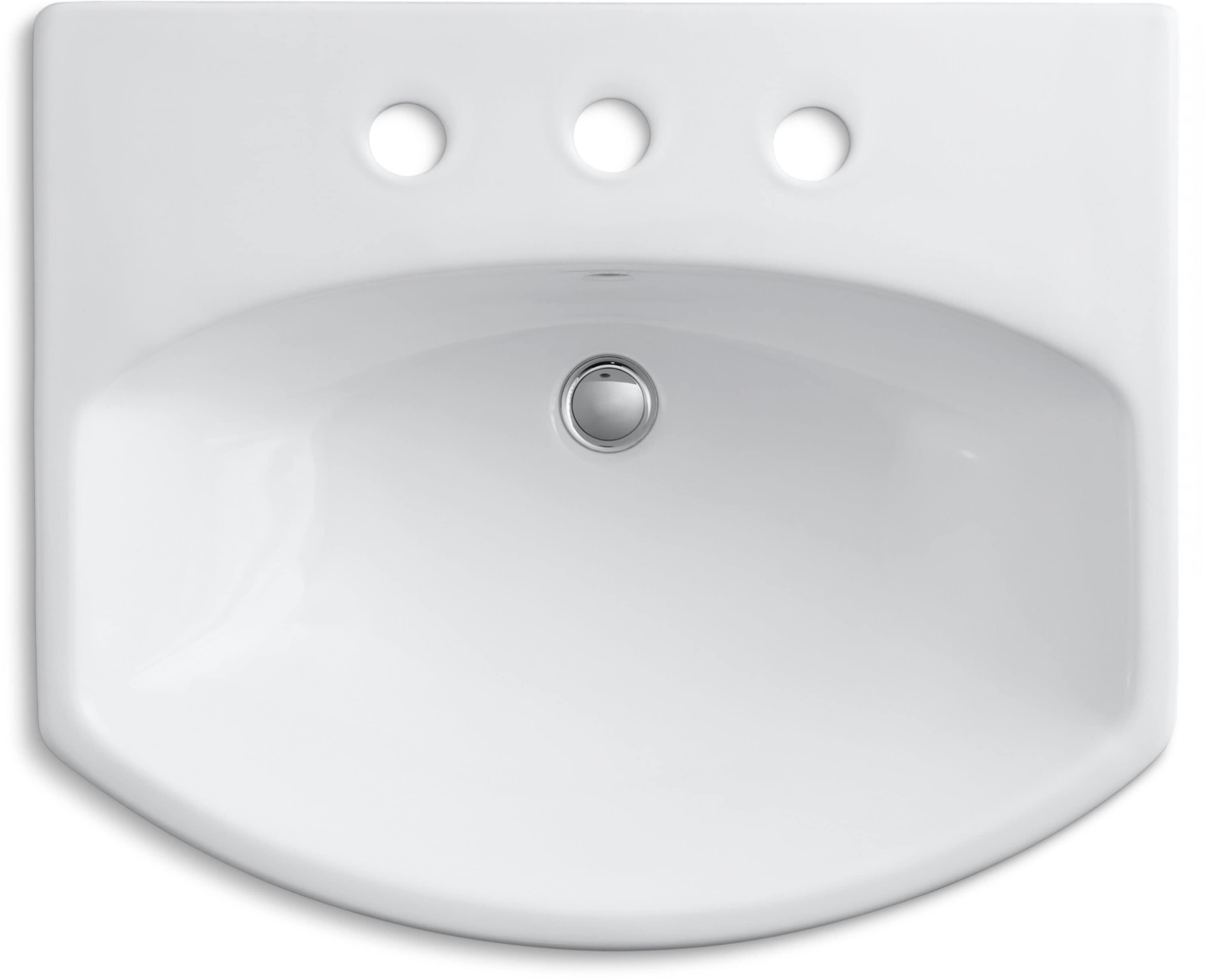 Cimarron® 26.81" Vitreous China U-Shape Pedestal Bathroom Sink with Overflow