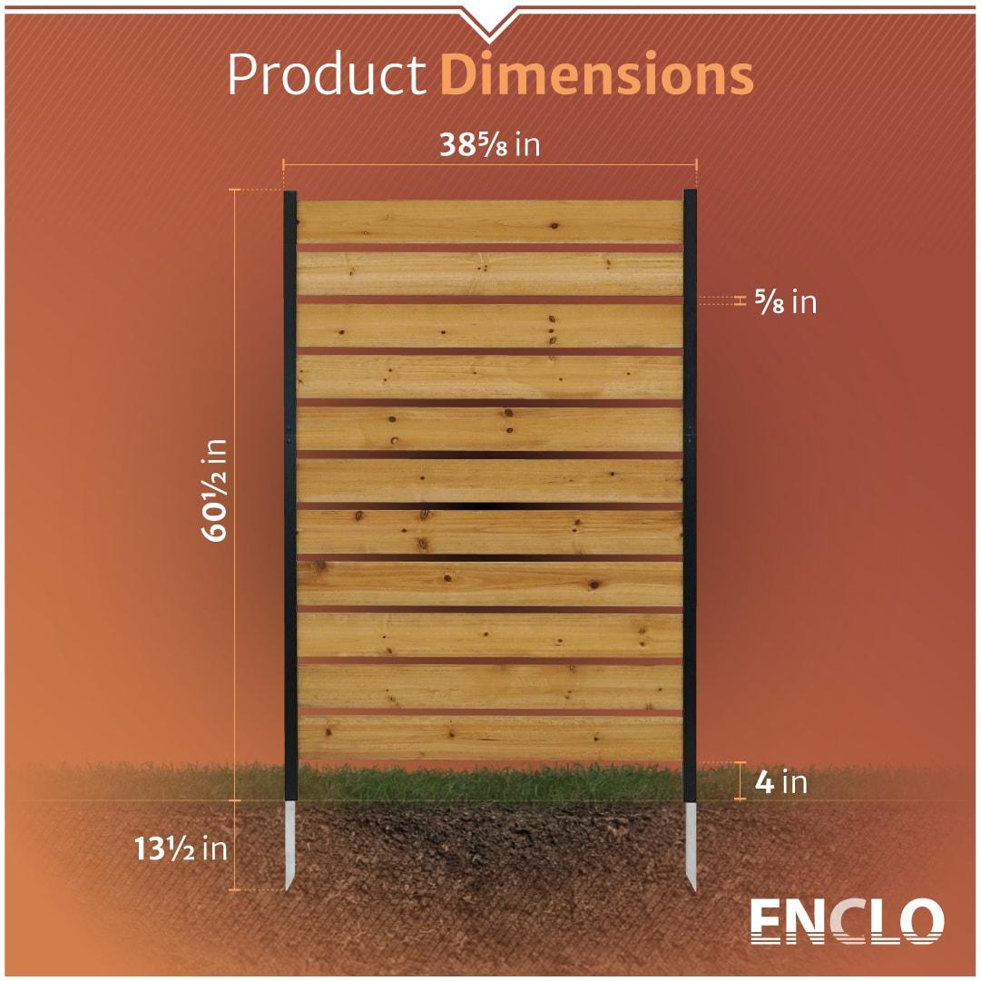 60.5in H x 38.625in W (1 Panel) No Dig Enclo Concord Cedar Wood Privacy Screen, Great to Hide Trash Cans, Decorative Patio Privacy Screen, Outdoor Privacy Fence Panel, Air Conditioner Fence, EC18022