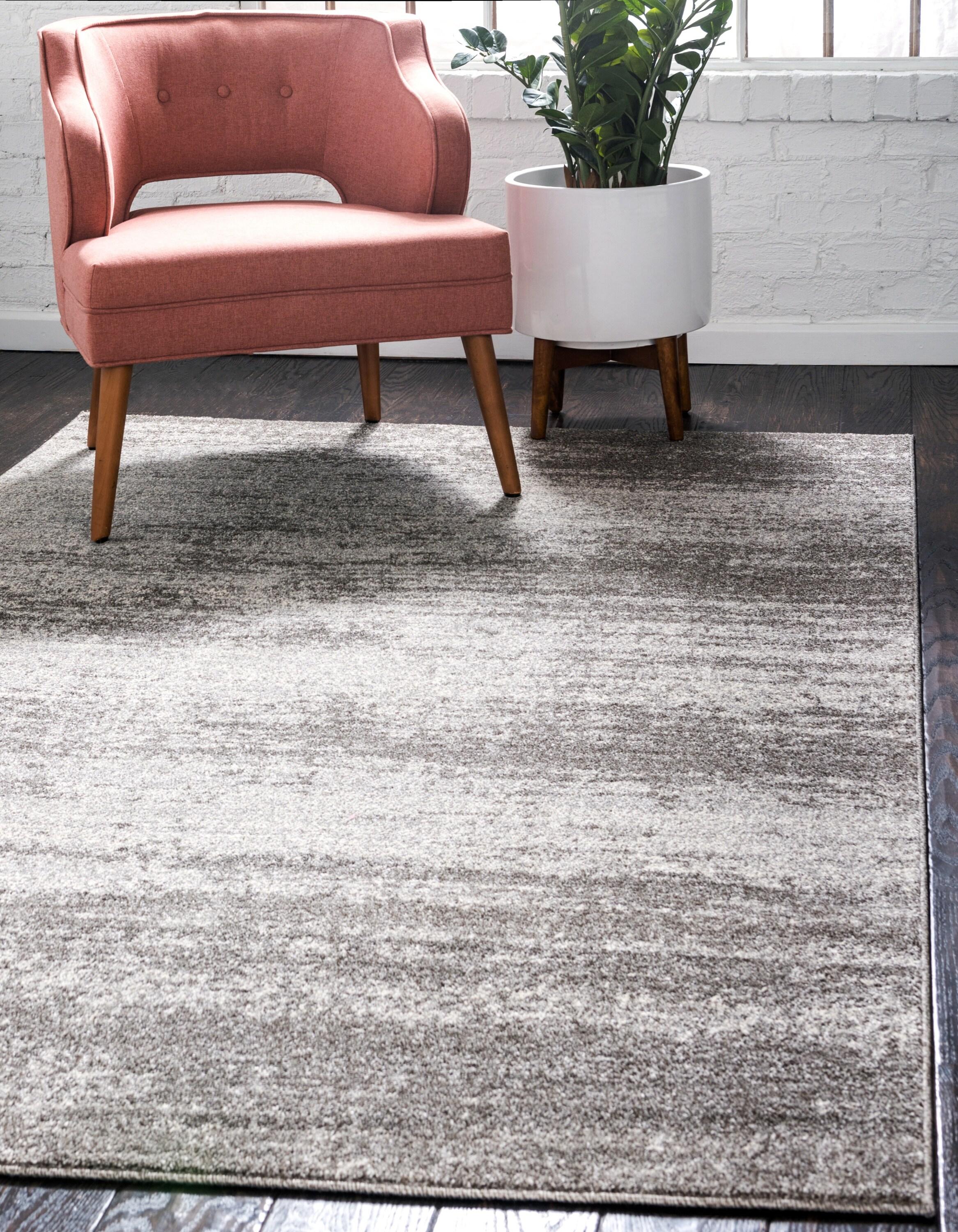 Elysian Gray Solid Synthetic 9' x 12' Easy-Care Area Rug