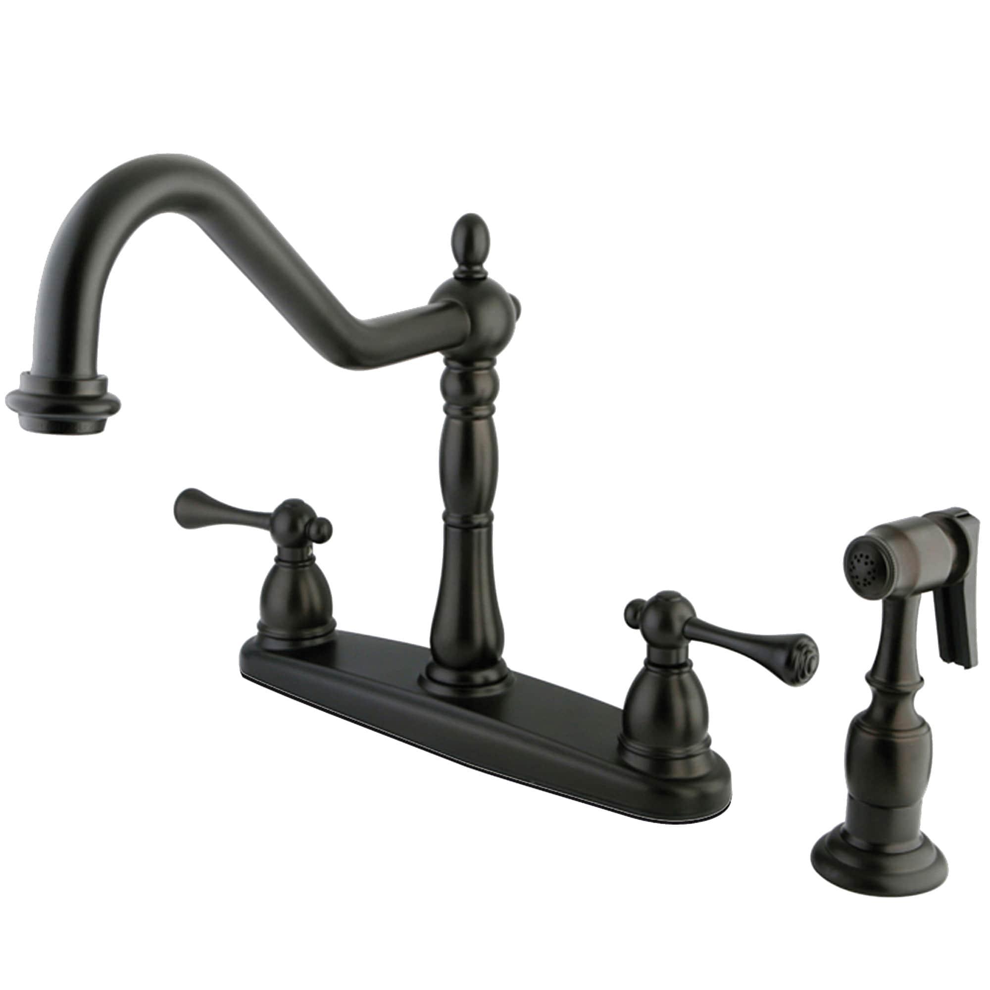 English Vintage Oil-Rubbed Bronze Double Handle Kitchen Faucet