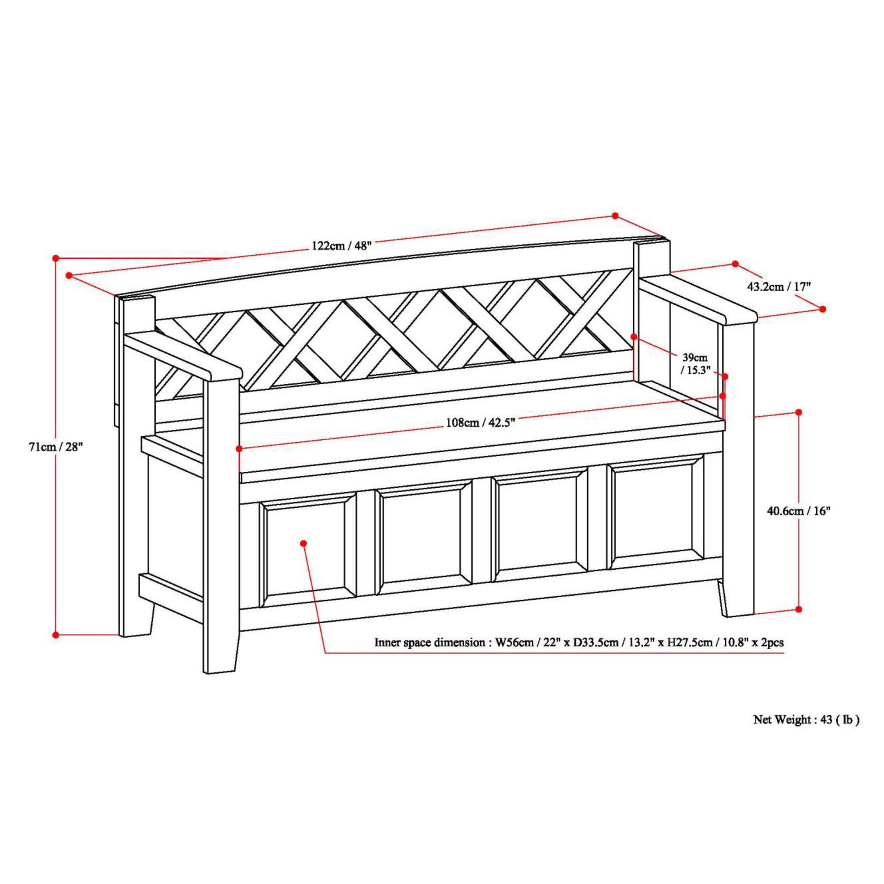 Simpli Home Amherst Solid Wood Entryway Storage Bench in Gray