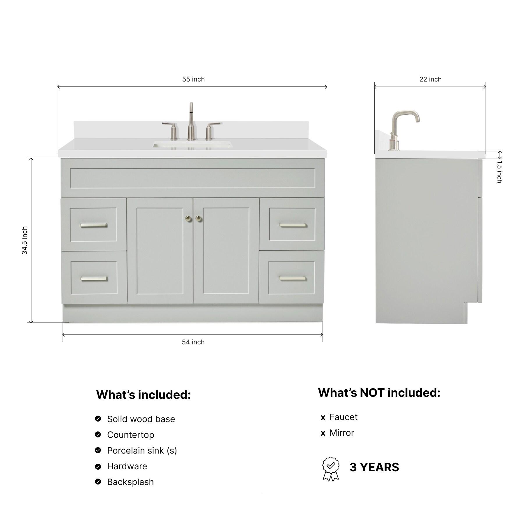 Ariel F055s-Wq-Vo Hamlet 55" Freestanding Single Basin Vanity Set - Grey