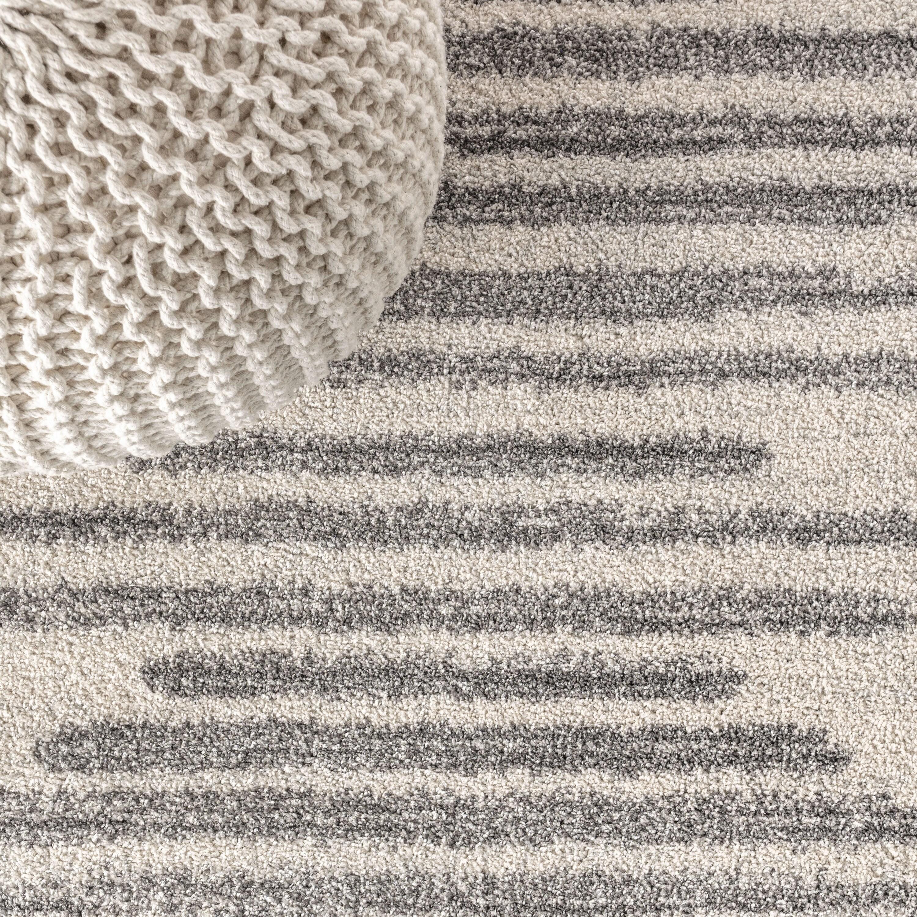 3'x5' Aya Berber Stripe Geometric Area Rug, Cream/Gray - JONATHAN Y