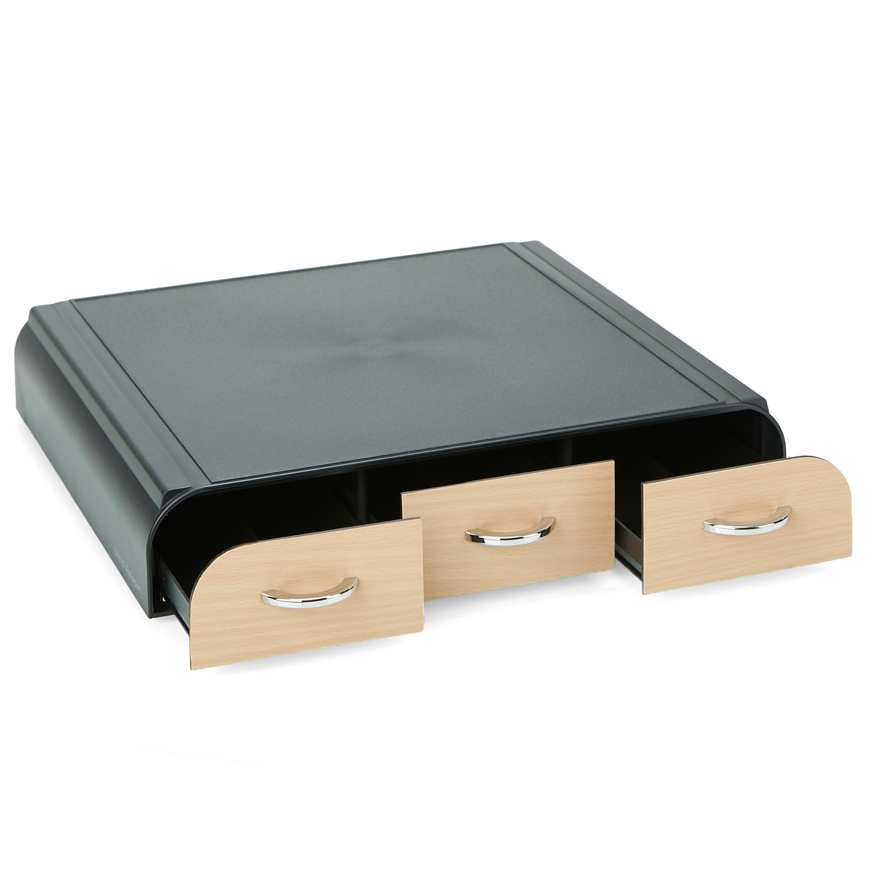 Mind Reader 36 Capacity 'Anchor' Triple Drawer Single Serve Coffee Pod Holder Drawer, Black with Brown Wood Veneer, Brown