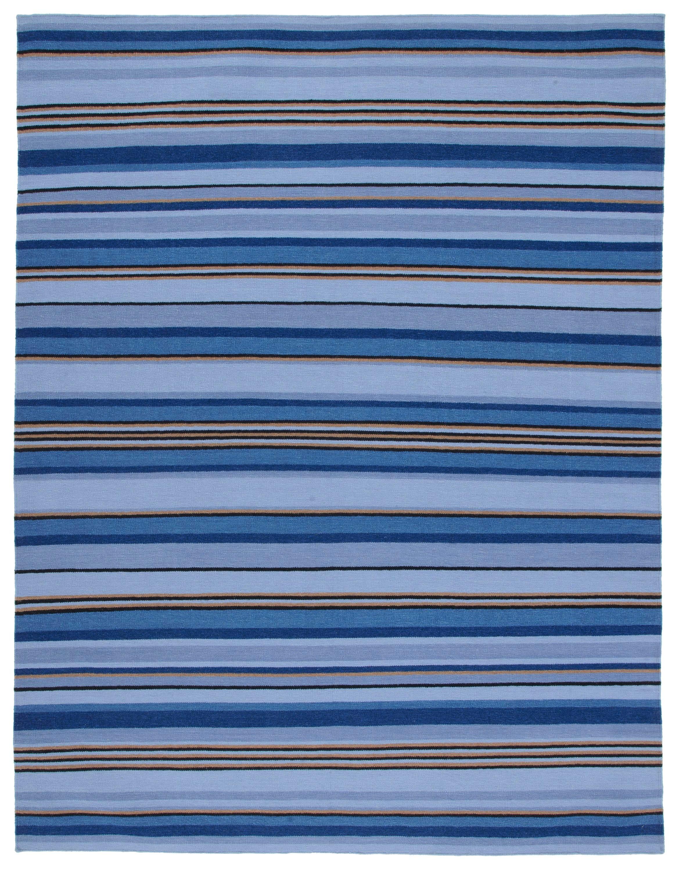 Striped Kilim STK601 Hand Loomed Indoor Area Rug - Blue/Rust - 8'x10' - Safavieh