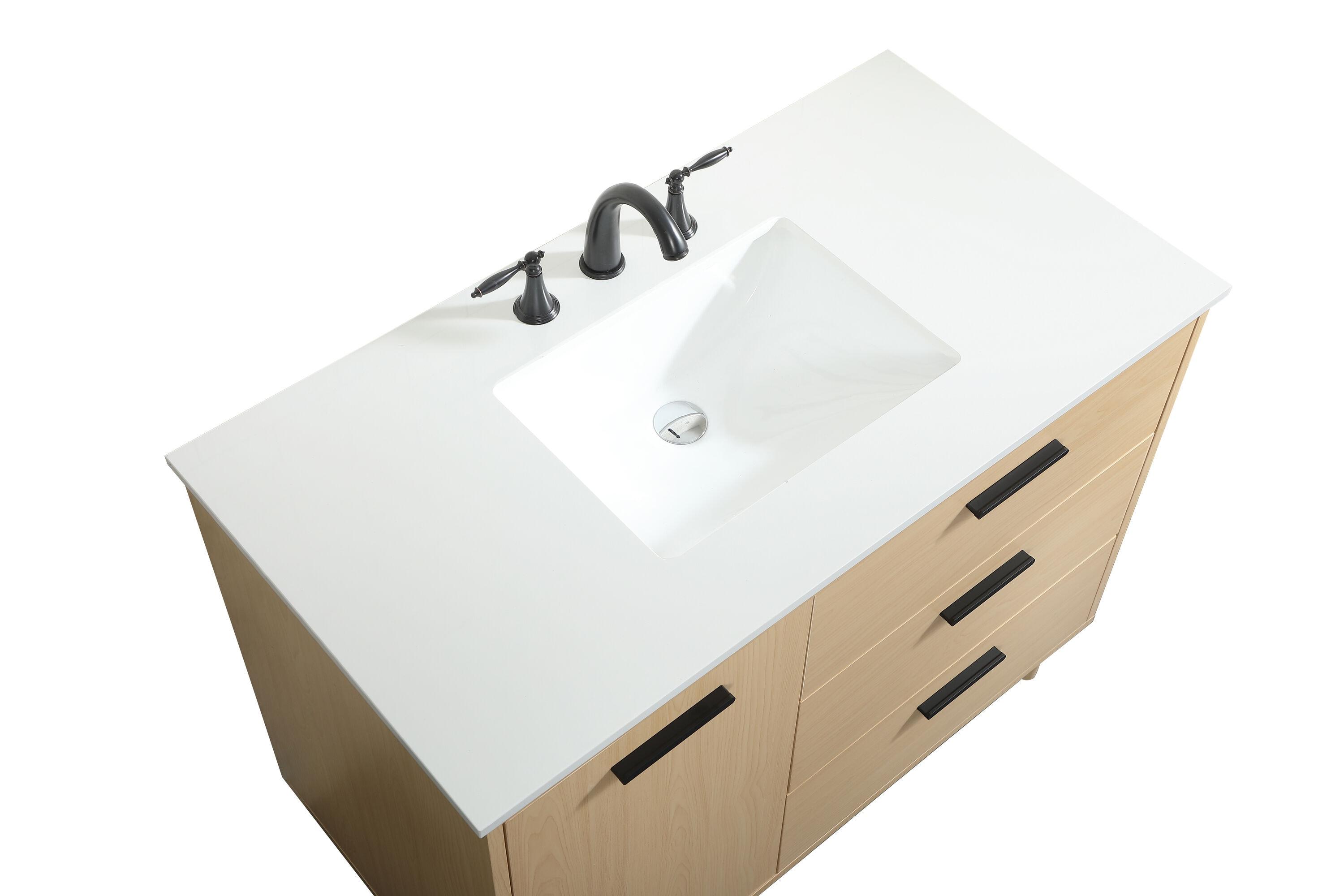Baldwin 42'' Single Bathroom Vanity with Engineered Marble Top