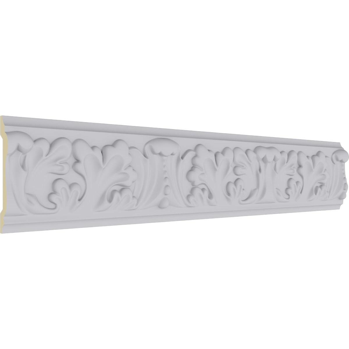 Ekena Millwork 3 1/2"H x 3/4"P x 94 1/2"L Benson Acanthus Leaf Chair Rail