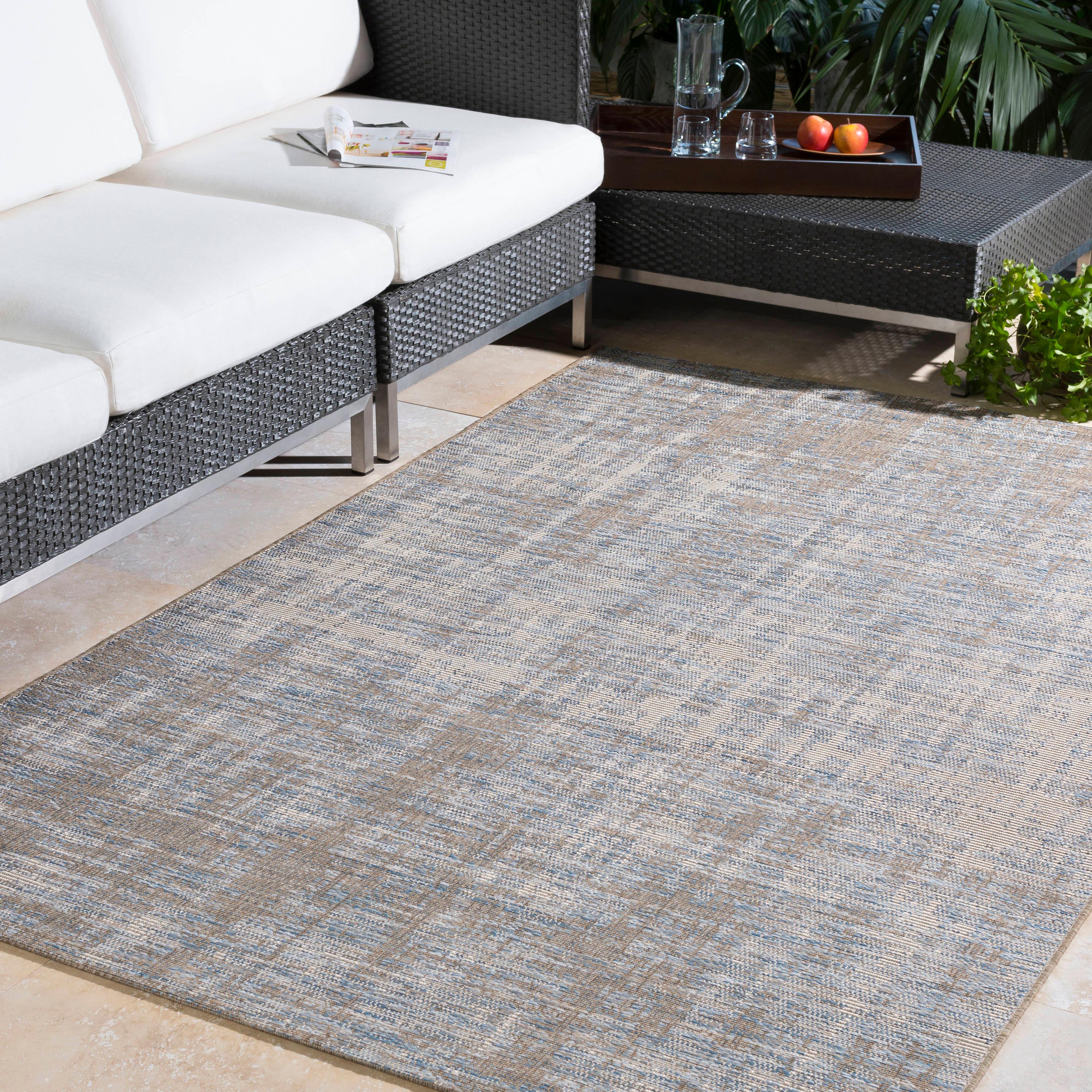 Blue Rectangular Tufted Synthetic Reversible Rug 3'11" x 5'7"