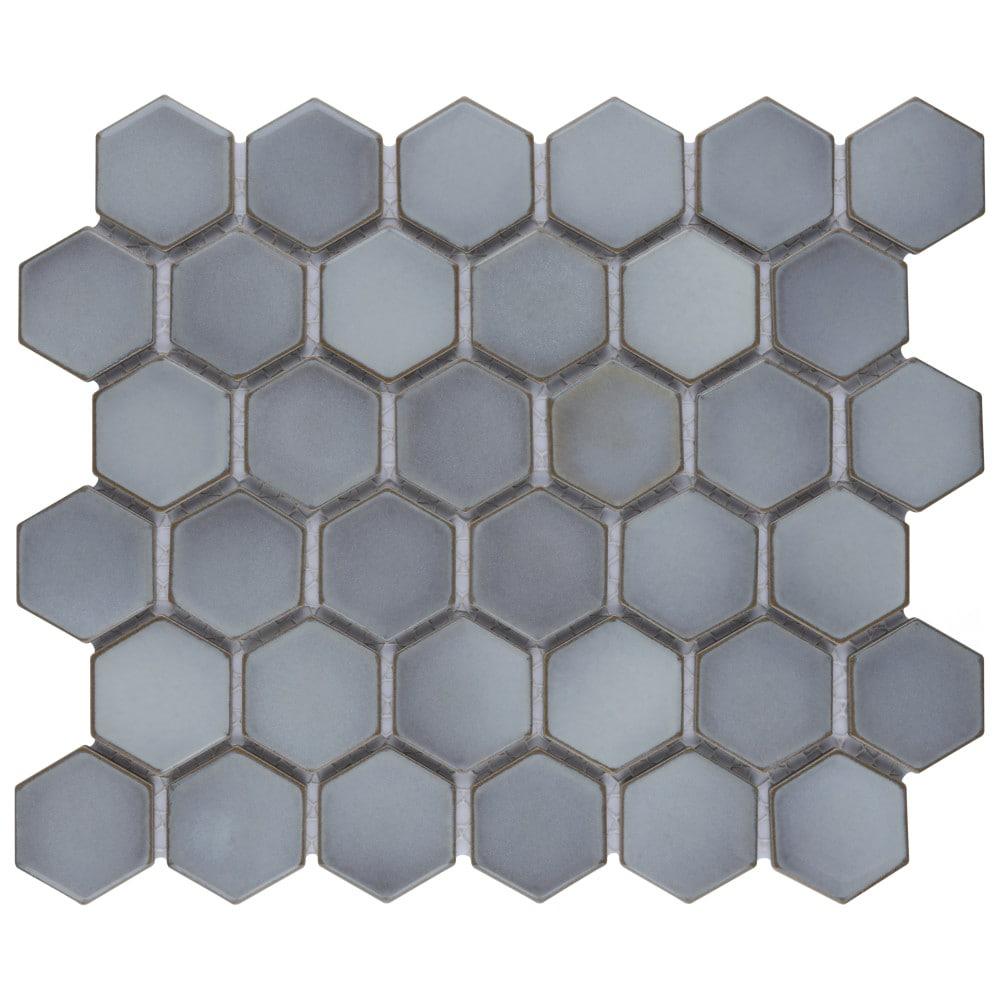 Hudson Due 2" Hex 10-7/8 " x 12-5/8 " Porcelain Mosaic Floor and Wall Tile