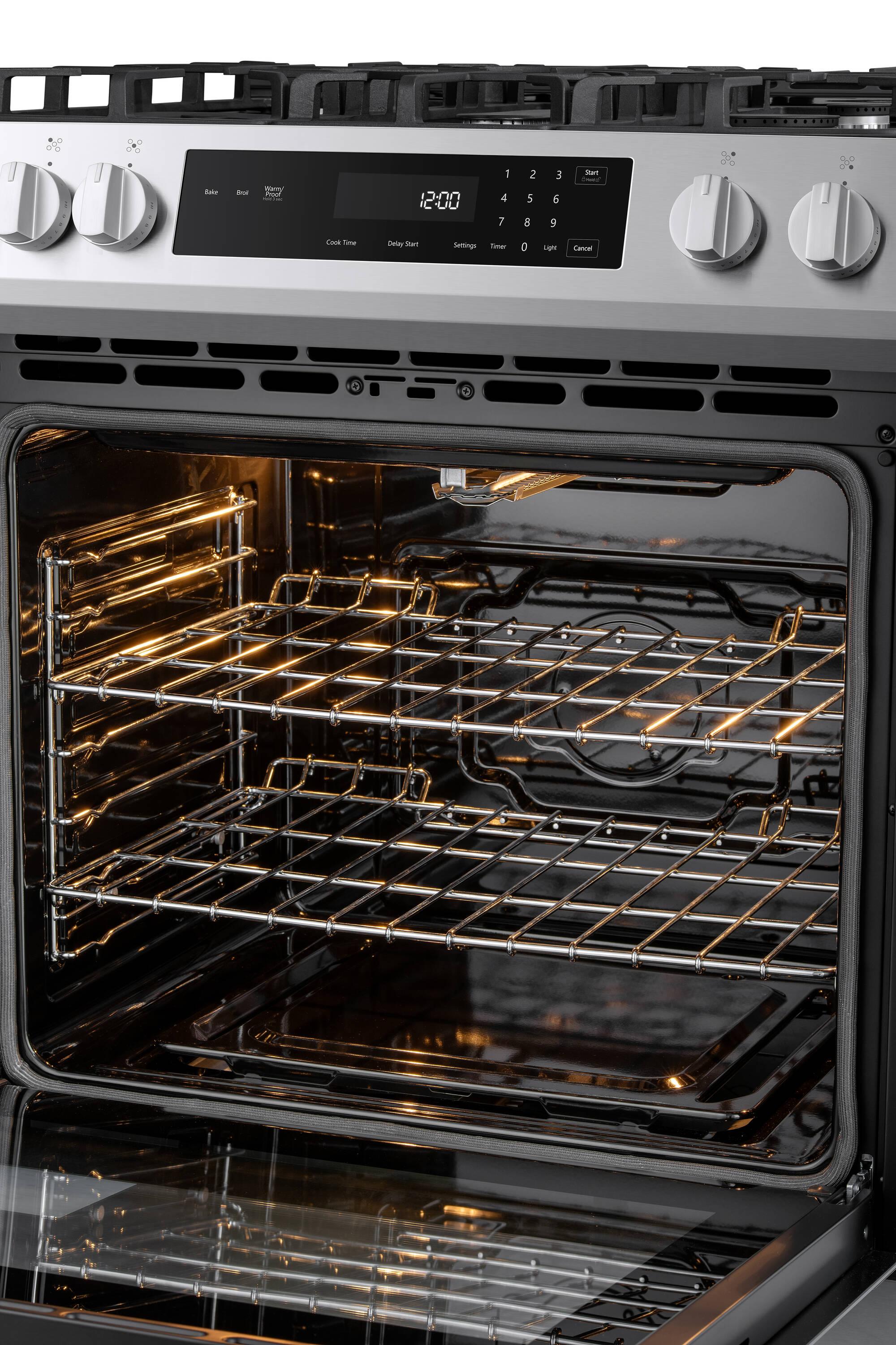 Kenmore 5.6 cu. ft. Front-Control Gas Range with 5 Burners and Hidden Bake Stainless Steel