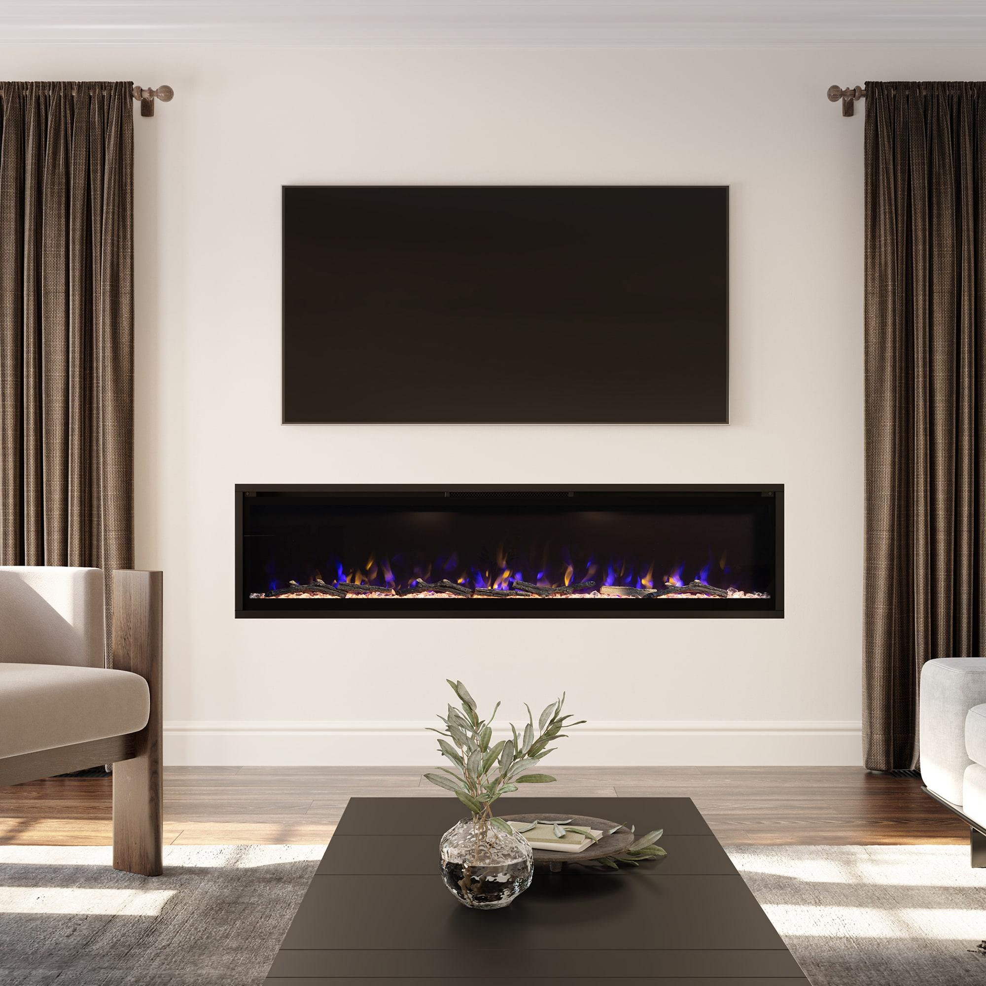 Modern Ember Aerus Smart Linear Electric Fireplace, Multiple Flame Colors-Voice Assistant Compatible