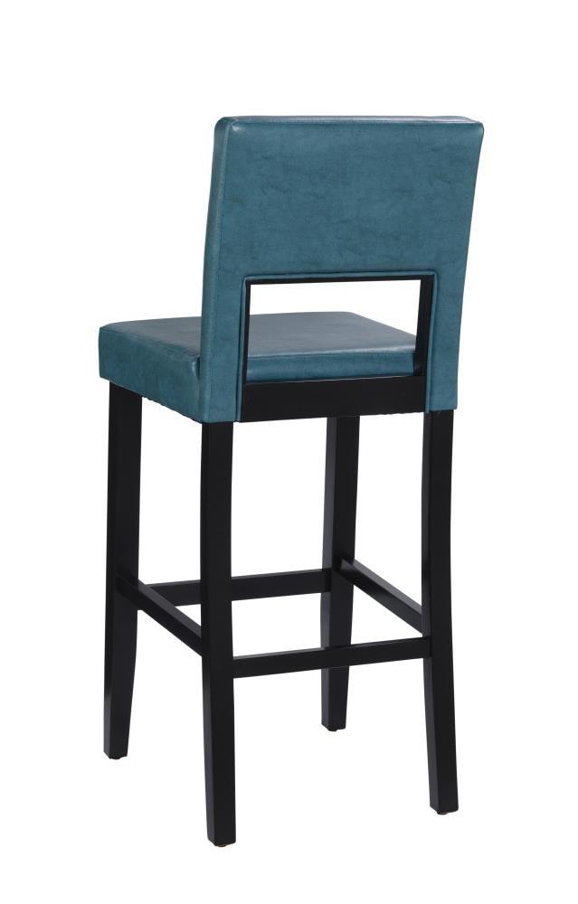 30" Vega Padded Back and Seat Faux Leather Barstool Blue - Linon: Upholstered, Rubberwood Legs, Fixed Height