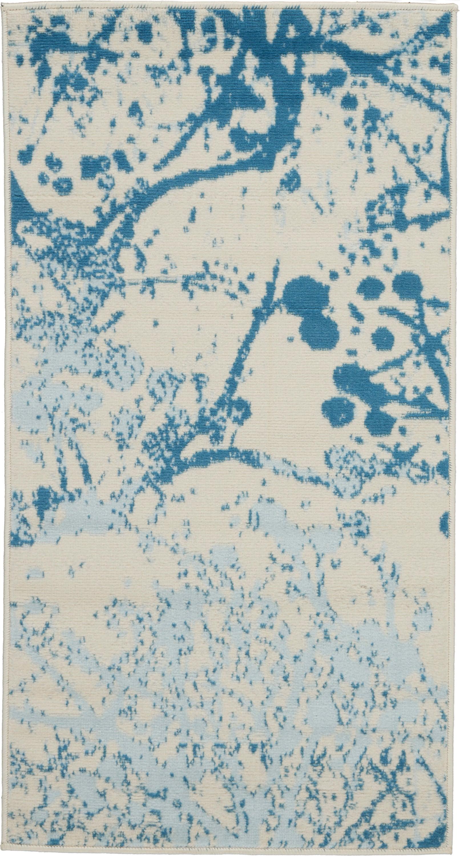 Nourison Jubilant 2' x 4' Ivory/Blue Area Rug Contemporary Artistic Abstract by Nourison