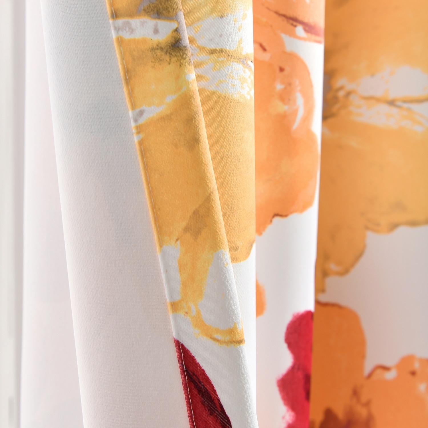 Lush Décor Leah Light Filtering Window Curtain Panels Red/Orange 52X63 Set