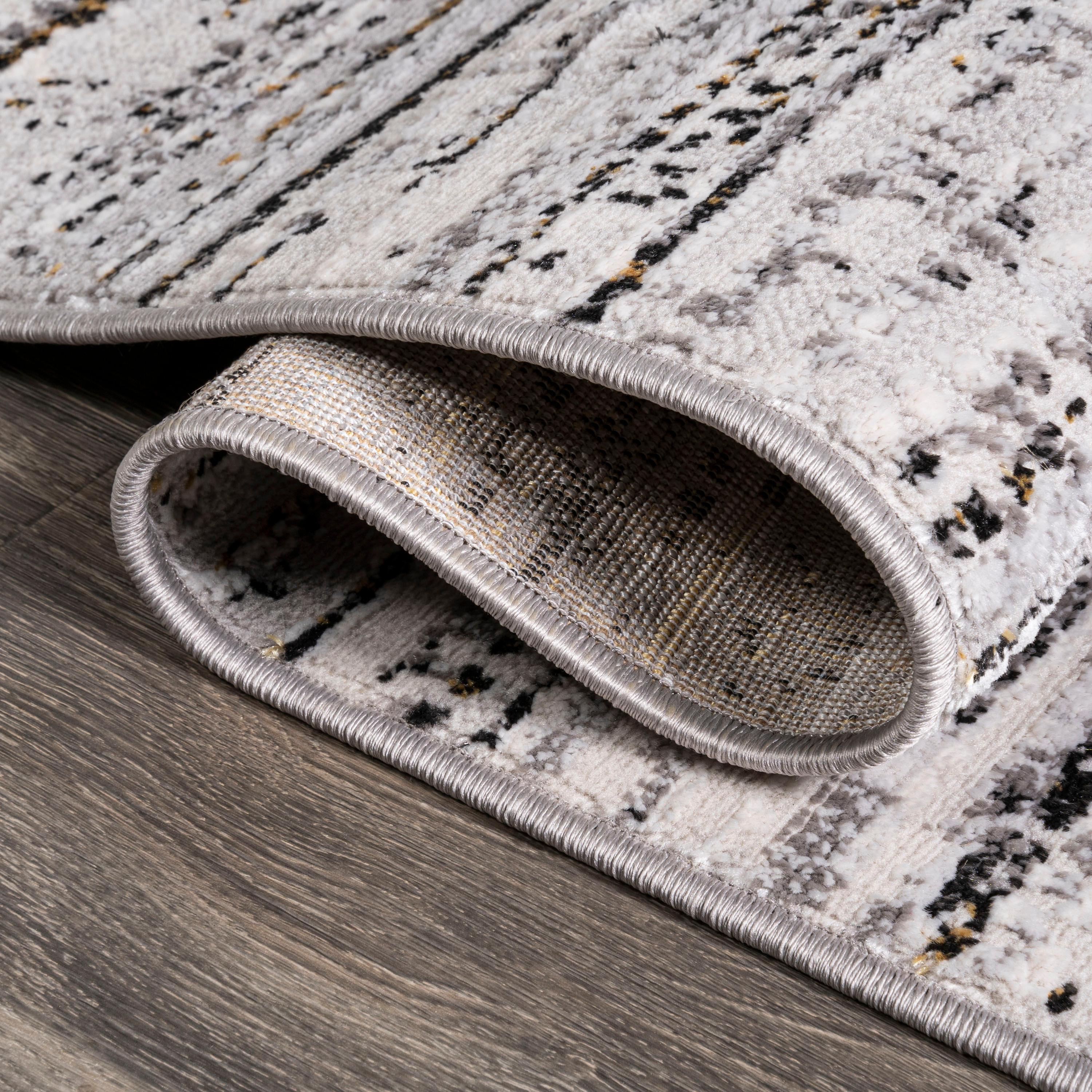 5'x8' Loom Modern Strie'  Area Rug, Gray/Black - JONATHAN Y