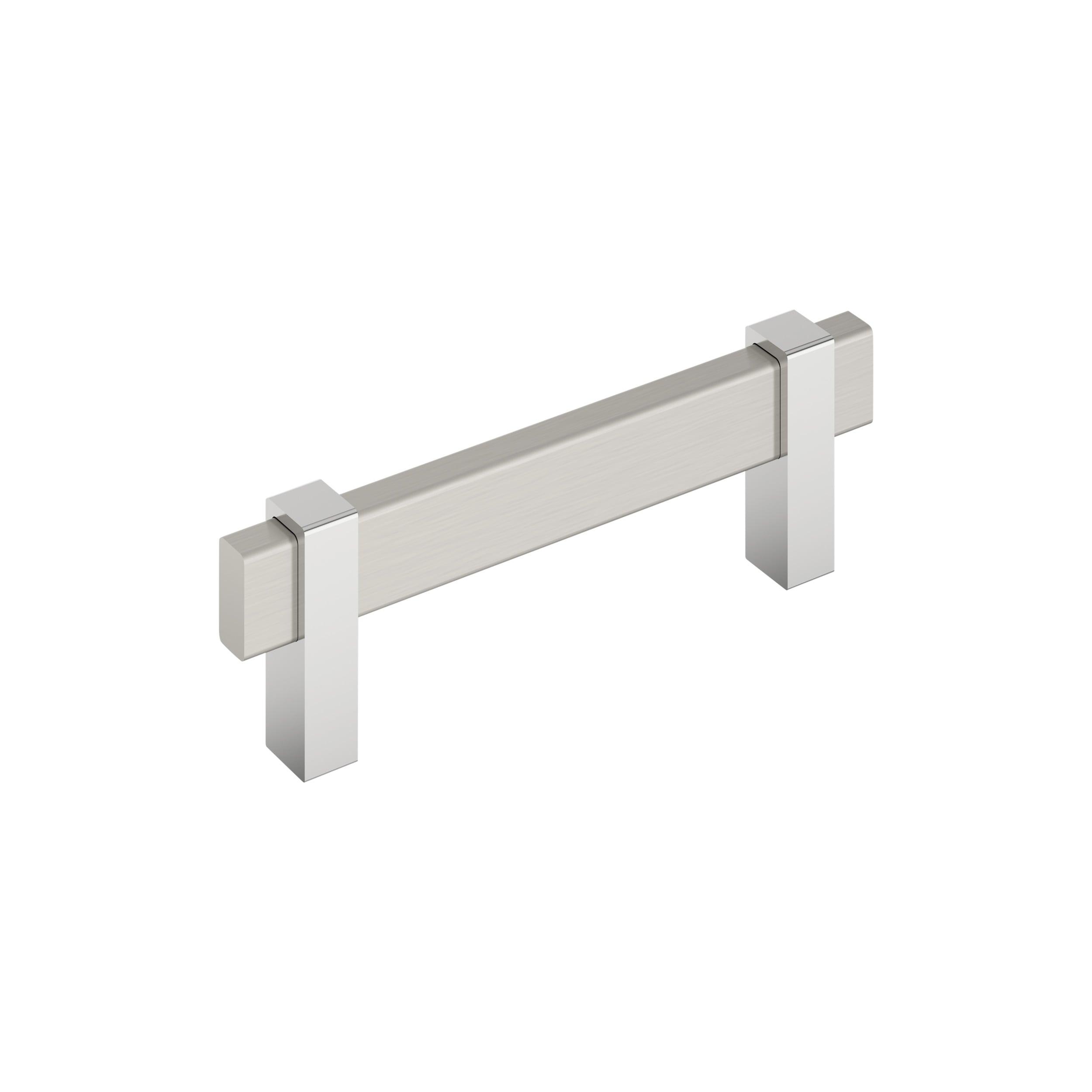 Amerock Mulino 3-3/4 inch (96mm) Center-to-Center Satin Nickel/Polished Chrome Cabinet Pull