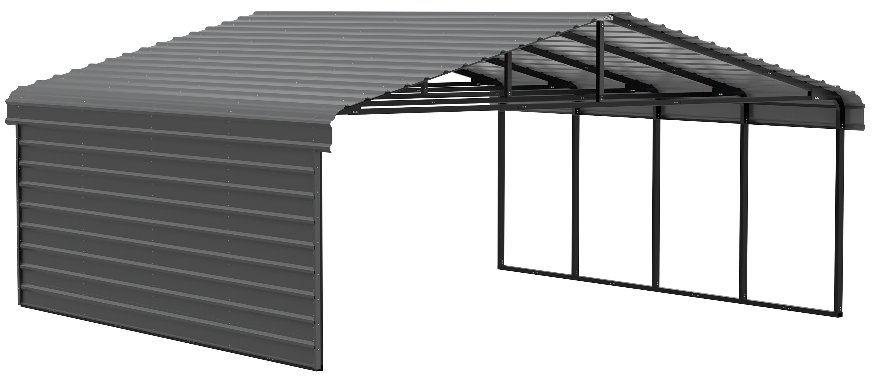 Arrow 20 x 20 ft Carport with 1-sided Enclosure
