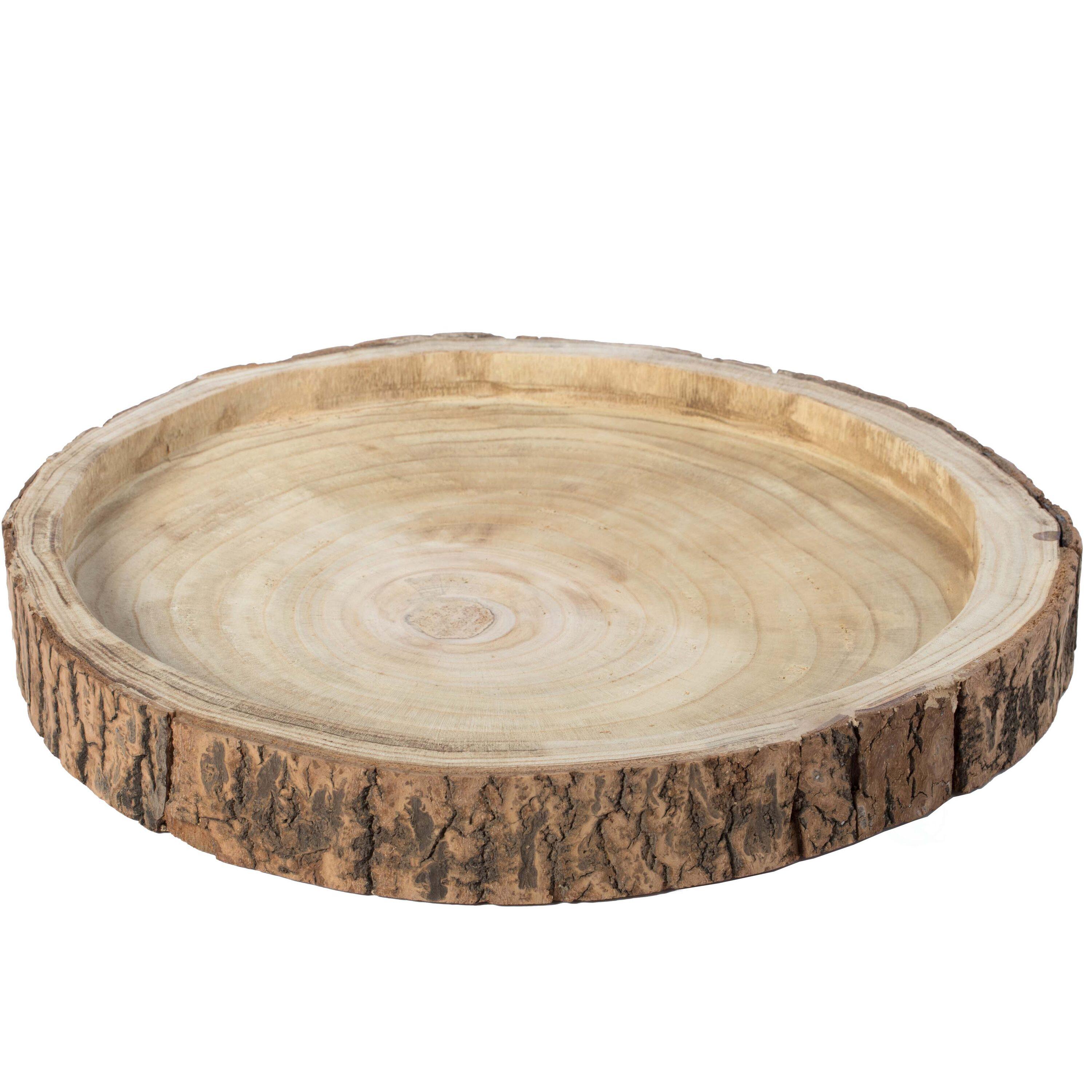 Vintiquewise Wood Tree Bark Indented Display Tray Serving Plate Platter Charger - 18 Inch Dia