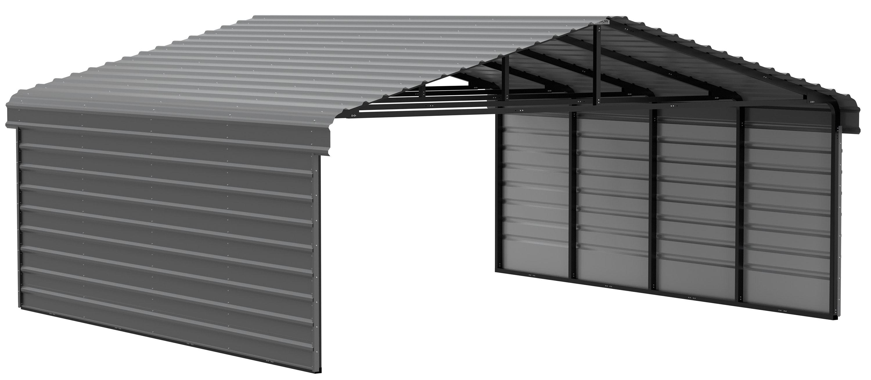Arrow Arrow Steel Carport with 2 Side Wall Kits, 20x20x07