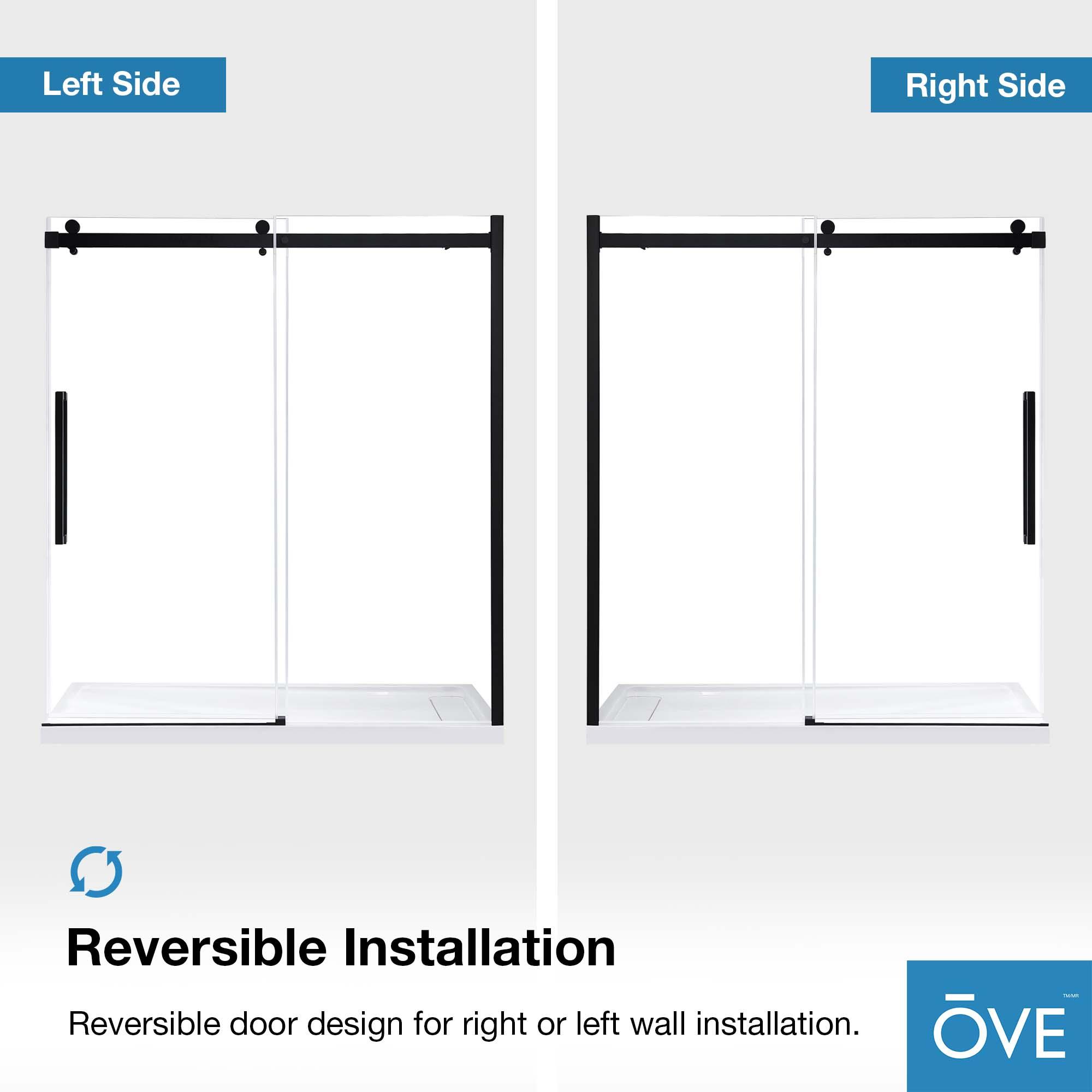 OVE Decors Bel Soft Close Black 72-in x 78.75-in Frameless Sliding Soft Close Shower Door