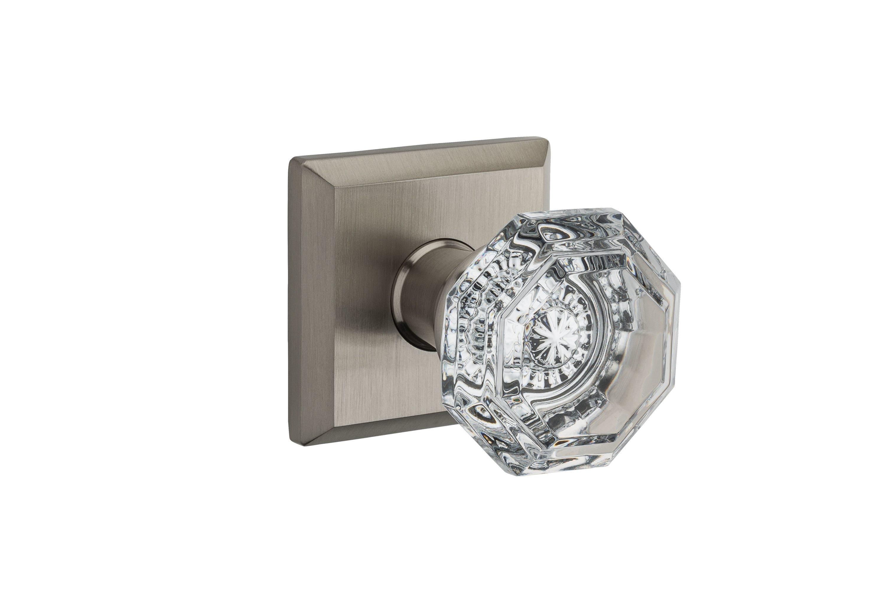 Crystal Passage Door Knob with Traditional Square Rose