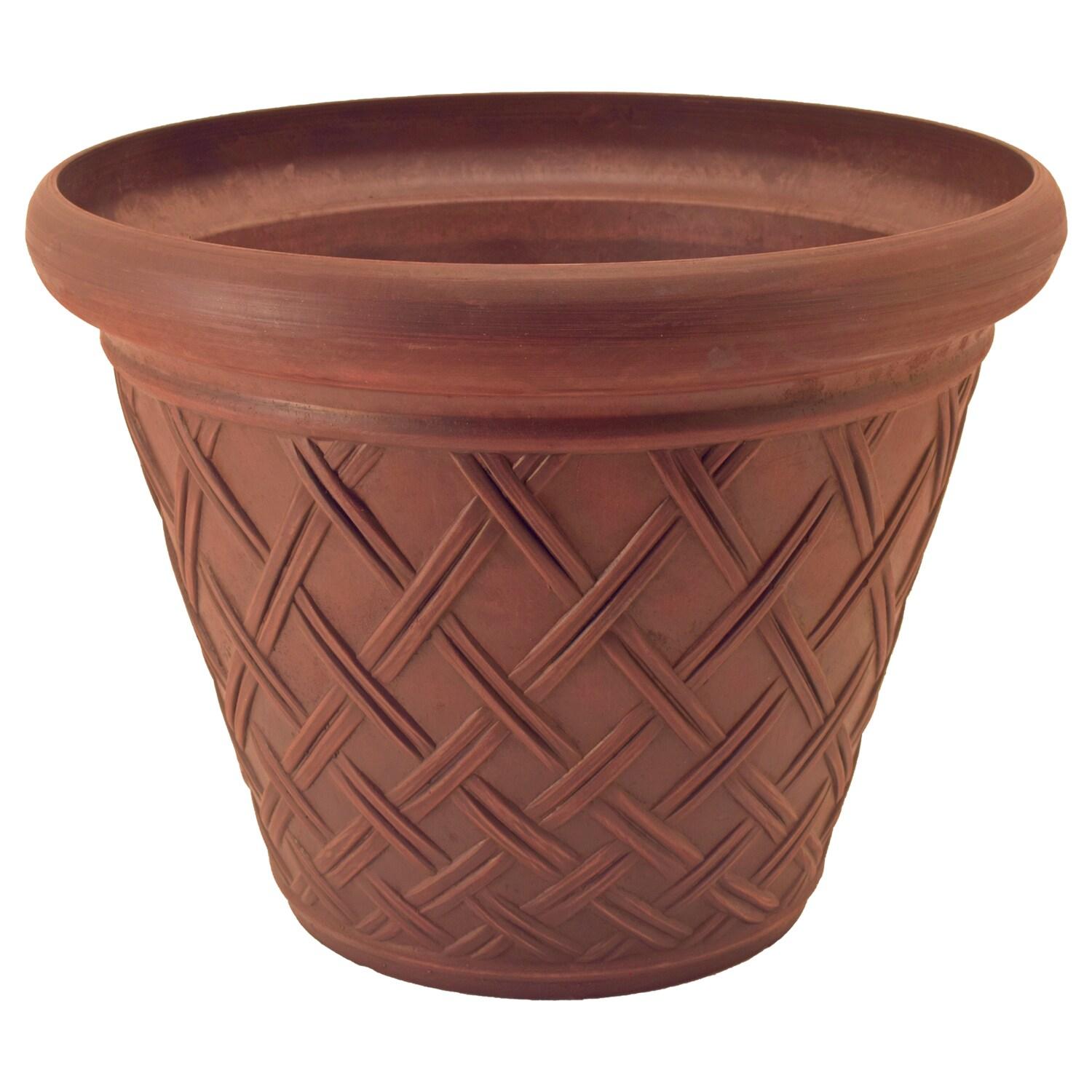 Large Terra Cotta Recycled Plastic Basket Weave Planter