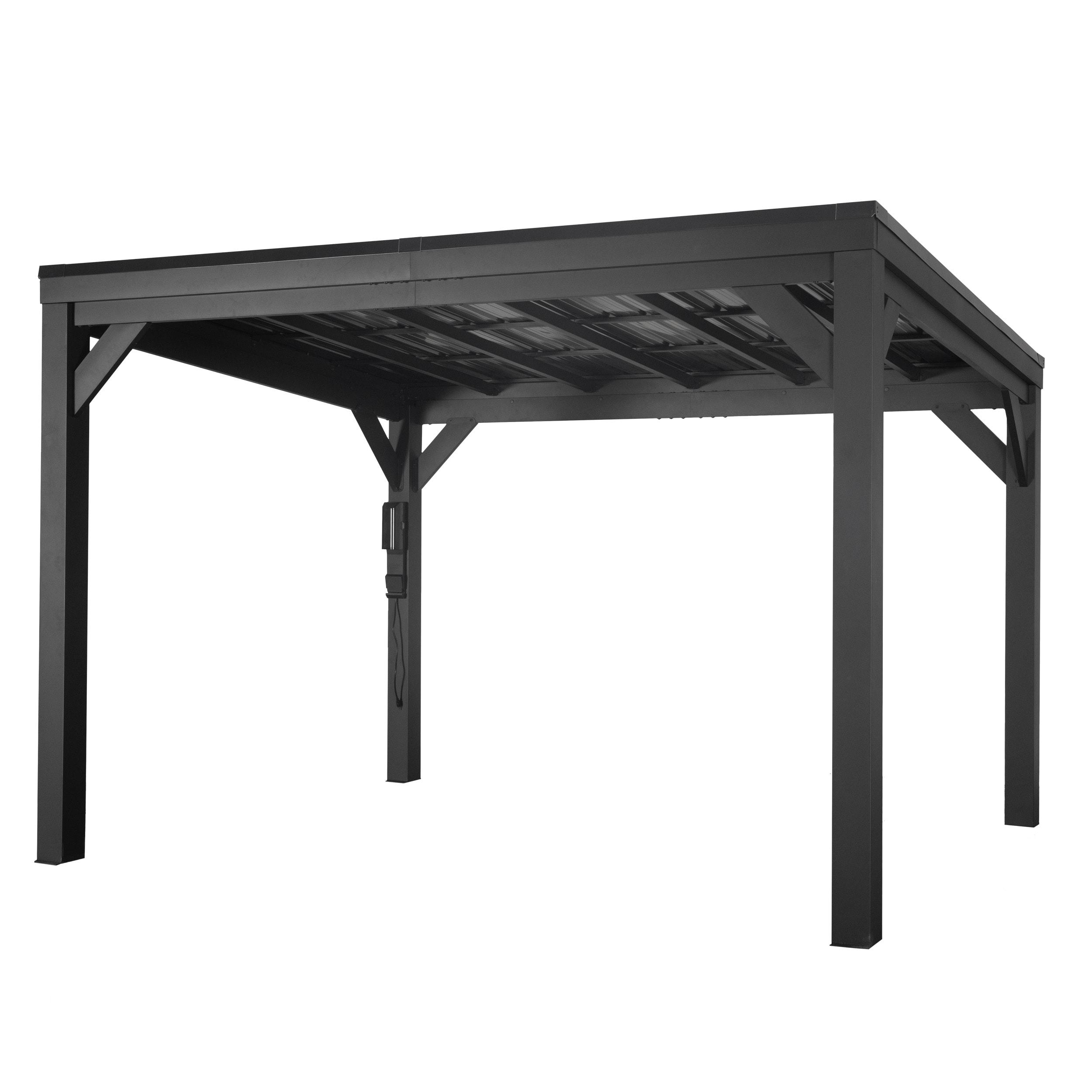 Stonebridge Matte Black Galvanized Steel Slope Roof Gazebo