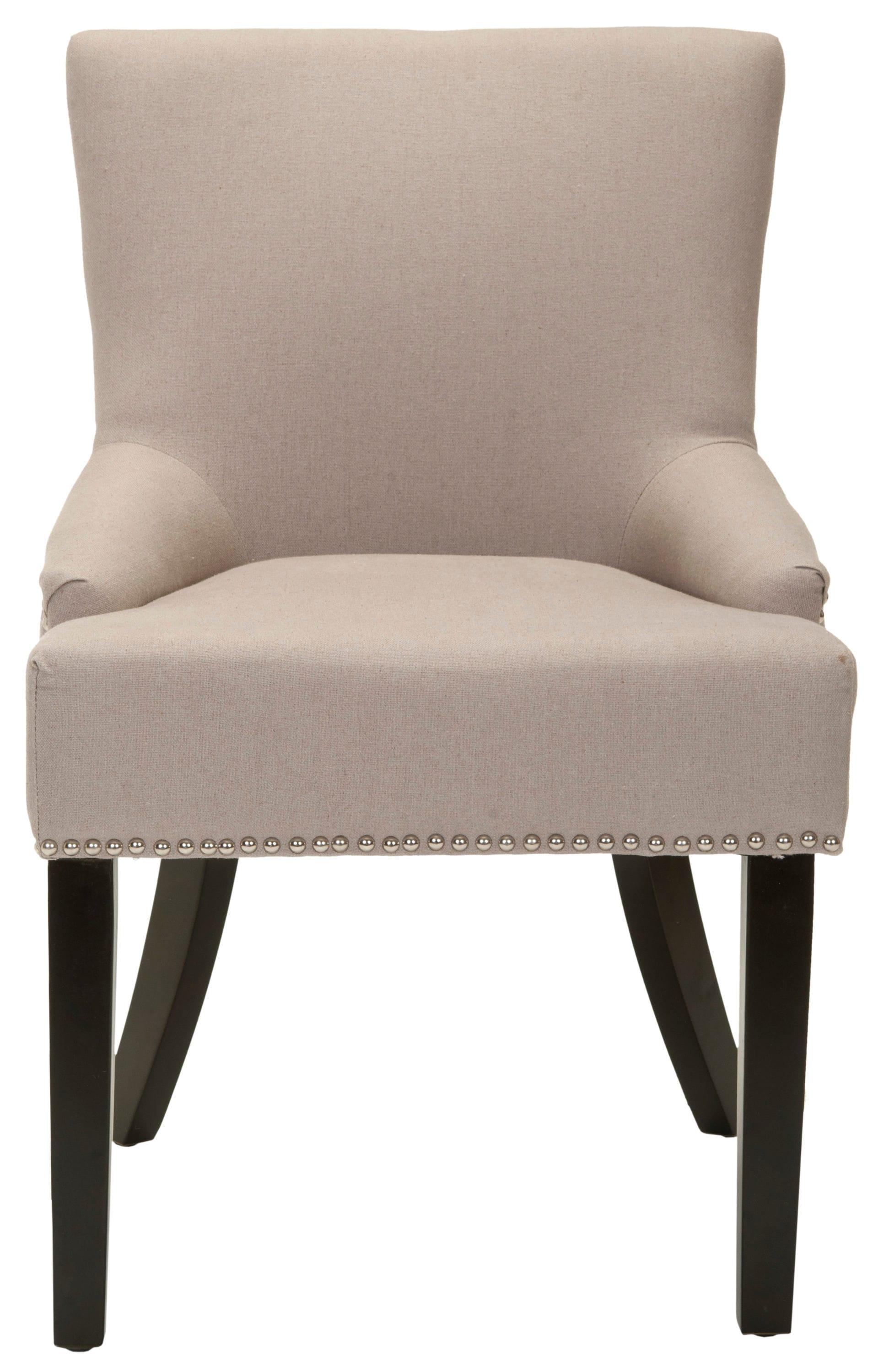 SAFAVIEH Lotus 19''H KD Side Chair Set of 2 Silver Nail Head Taupe / Espresso