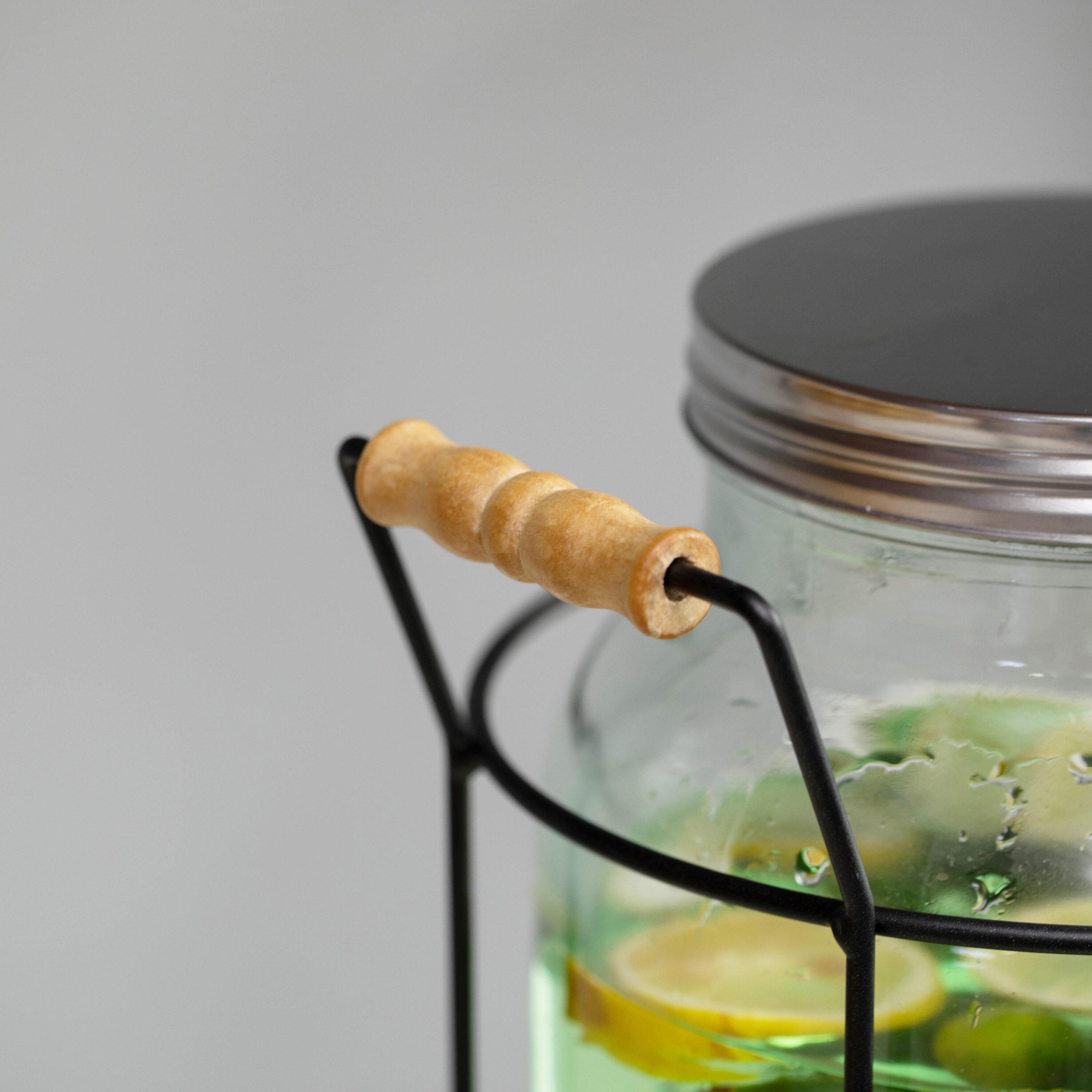 Basicwise Basicwise 1.6-gallon Glass Drink Dispenser With Stainless Steel Spigot – Water And Juice Container, Lemonade Stand, Beverage Dispenser For Parties, Weddings, Birthdays, And Family Business Meetings