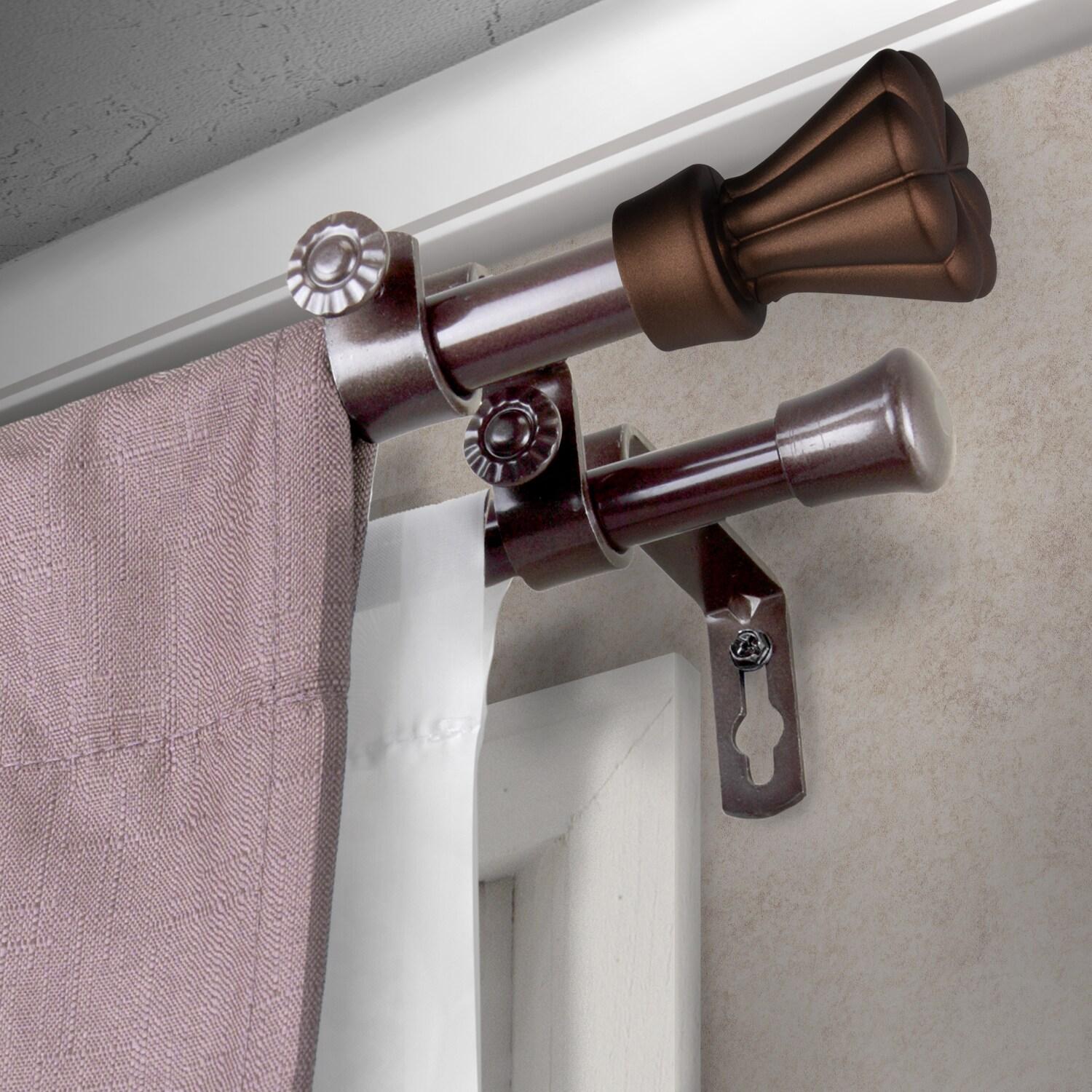 Home Window Decorative Tilly Double Curtain Rod 28-48 inch - Cocoa
