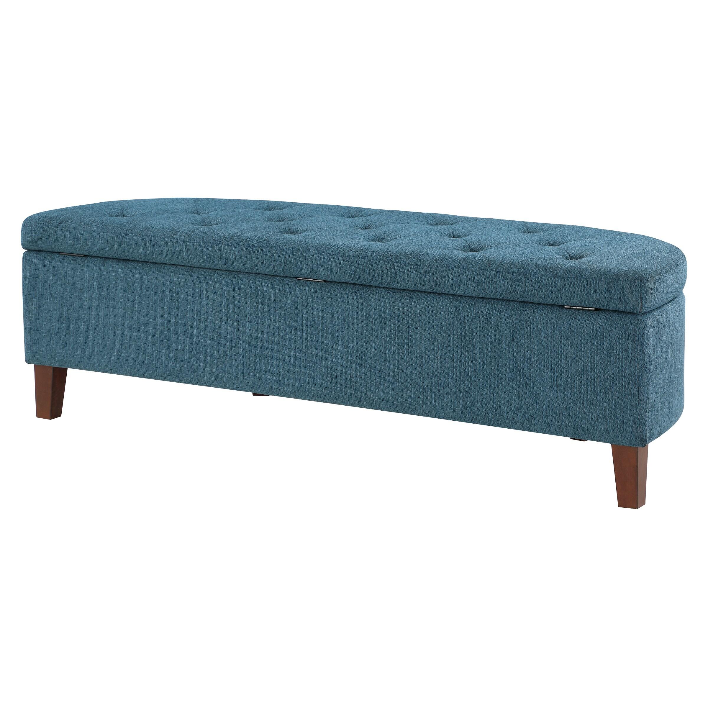 Jaycee 60" Storage Bench in Azure Blue Fabric