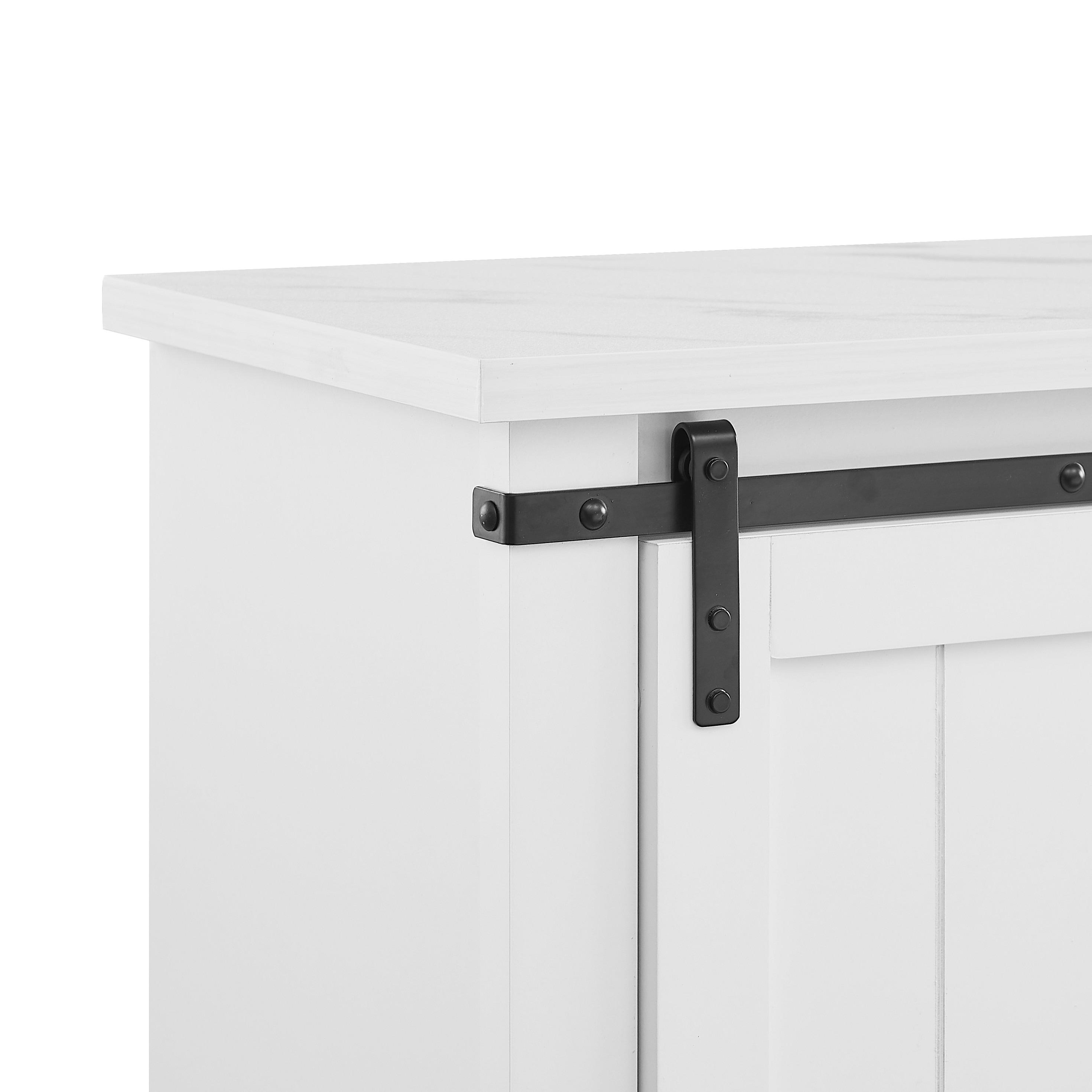 Home Essentials 47" Wine Bar Cabinet White: Farmhouse Style, Glassware Storage, MDF & Rubberwood