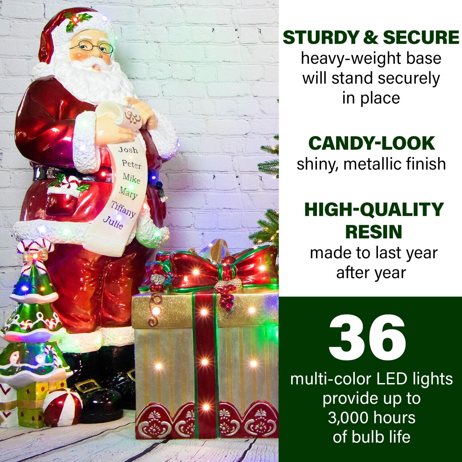 Fraser Hill Farm Indoor/Outdoor 4 ft. Christmas Santa Claus Holding Scroll & Reviews | Wayfair