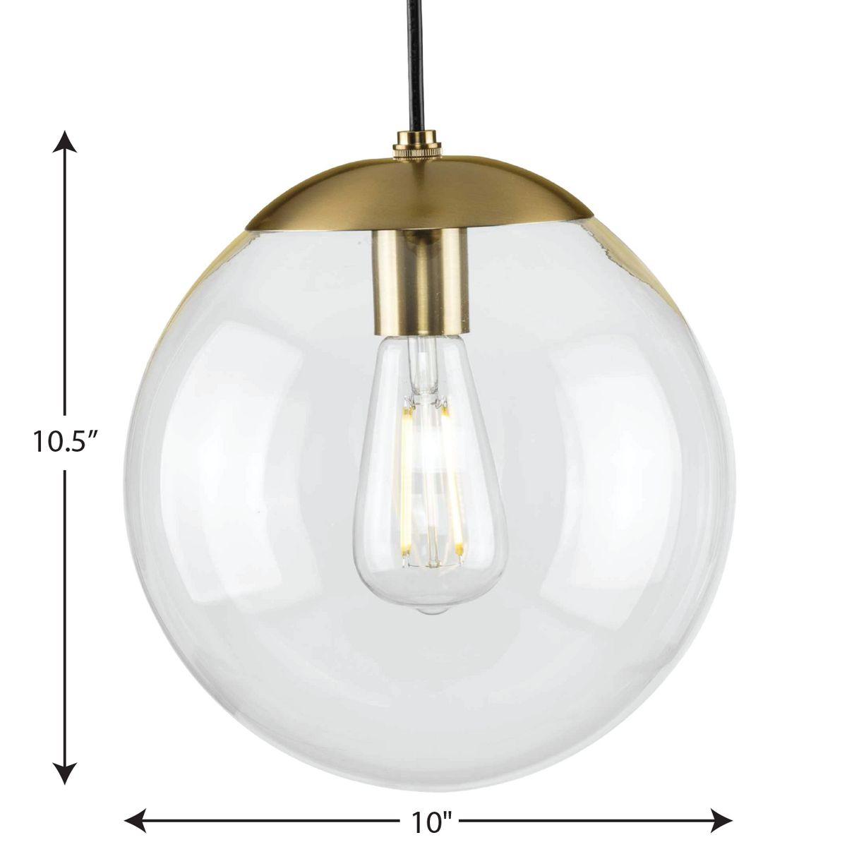 Progress Lighting Atwell 1-Light Glass Globe Pendant, Brushed Nickel, Clear Glass Shade