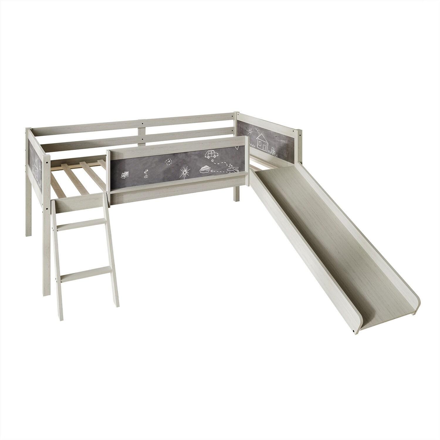 ChaletPosh Twin Size Wooden Loft Bed in Antique Grey