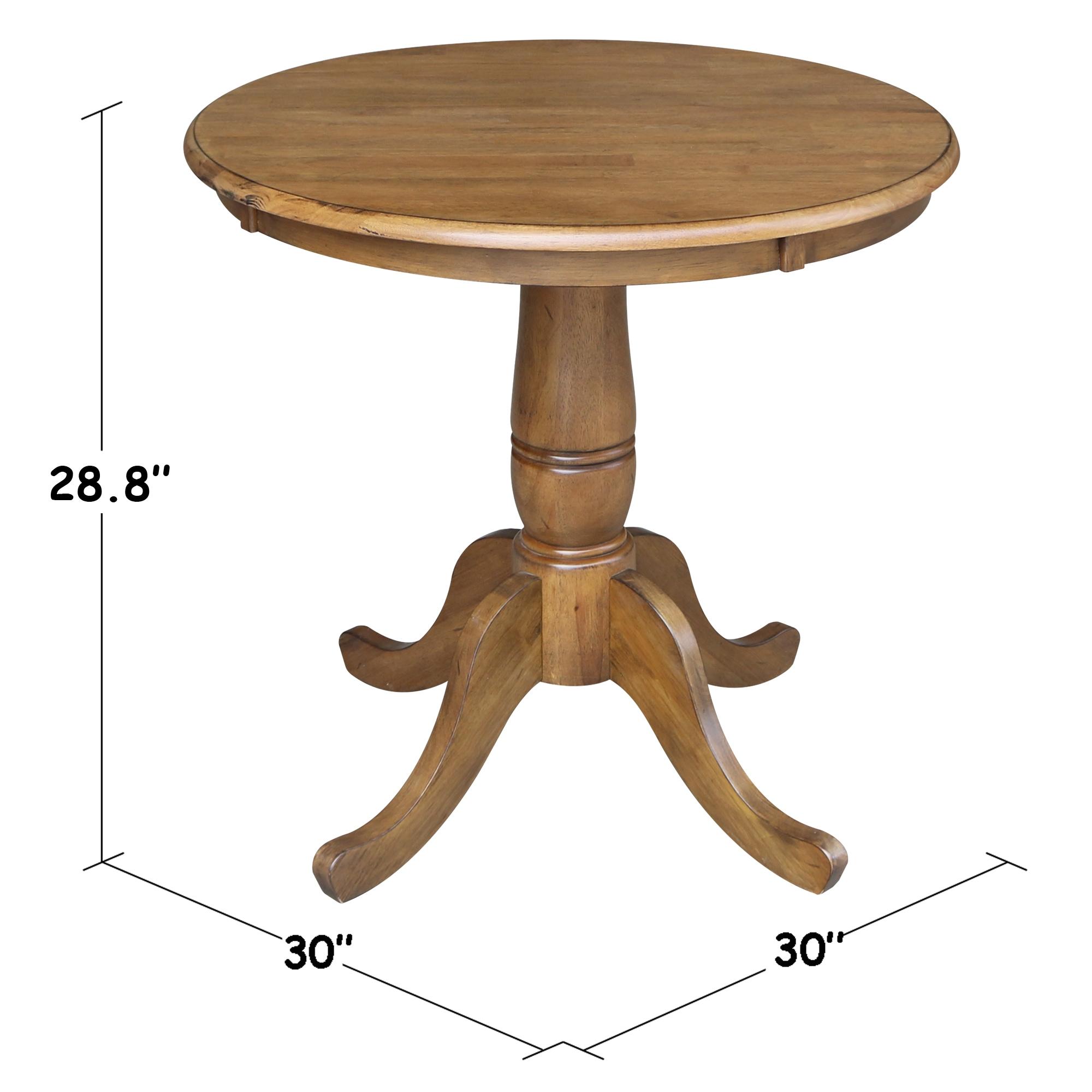 Morgan 30" Round Top Pedestal Dining Table - Pecan - International Concepts: Scandinavian Style, Seats 4, Wood Frame