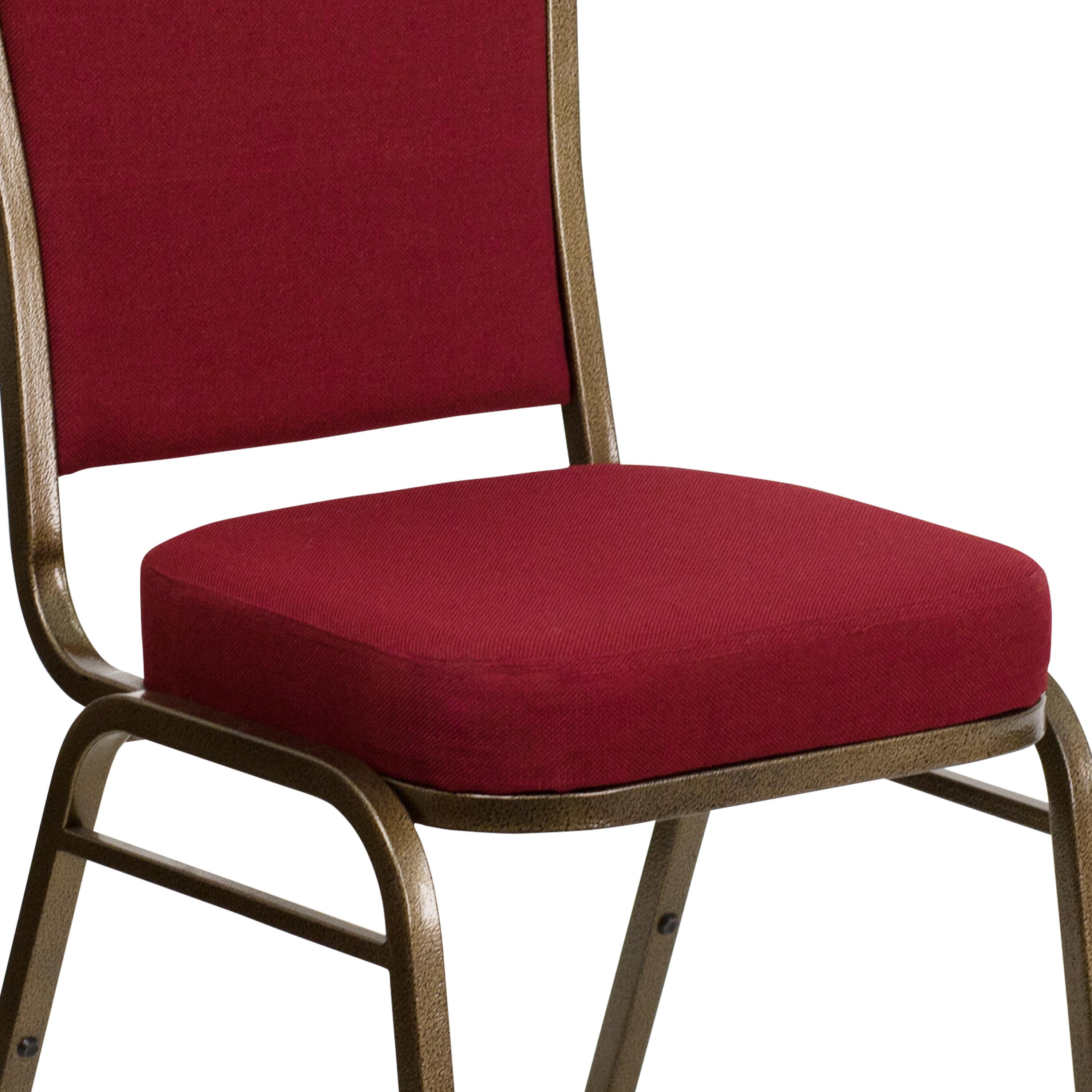 Flash Furniture HERCULES Series Crown Back Stacking Banquet Chair in Burgundy Fabric - Gold Vein Frame