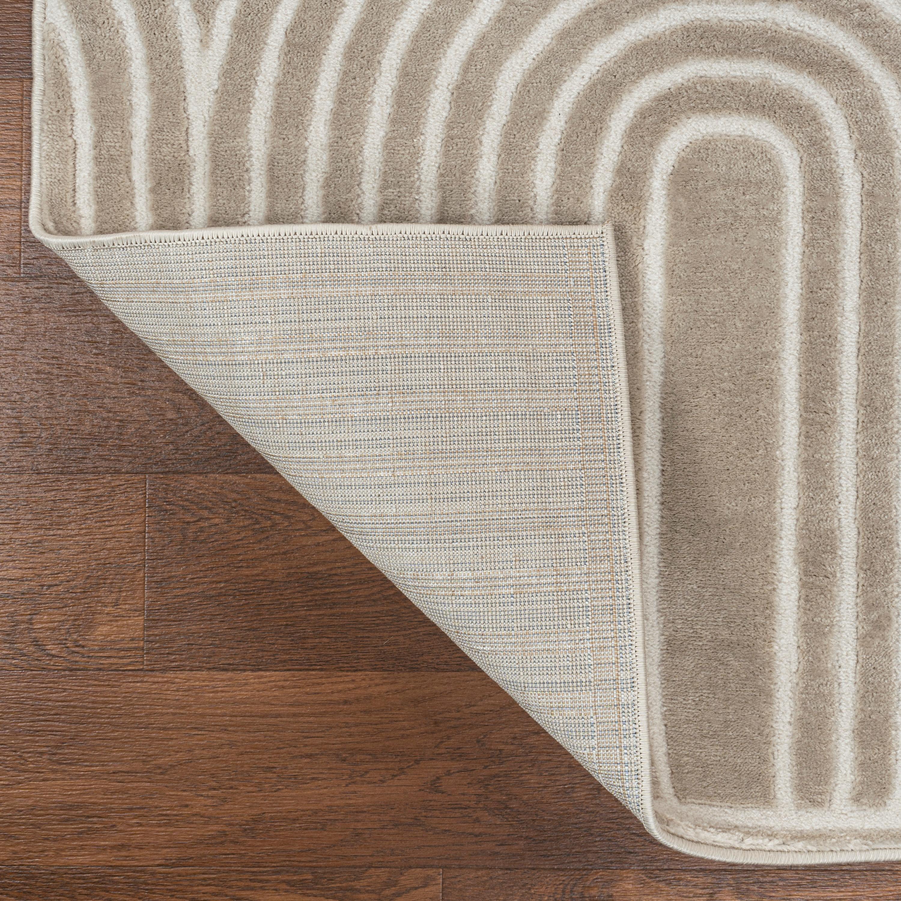 JONATHAN Y Ariana MidCentury Art Deco Striped Arches Two-Tone High-Low Beige/Cream 4 ft. x 6 ft. Area Rug