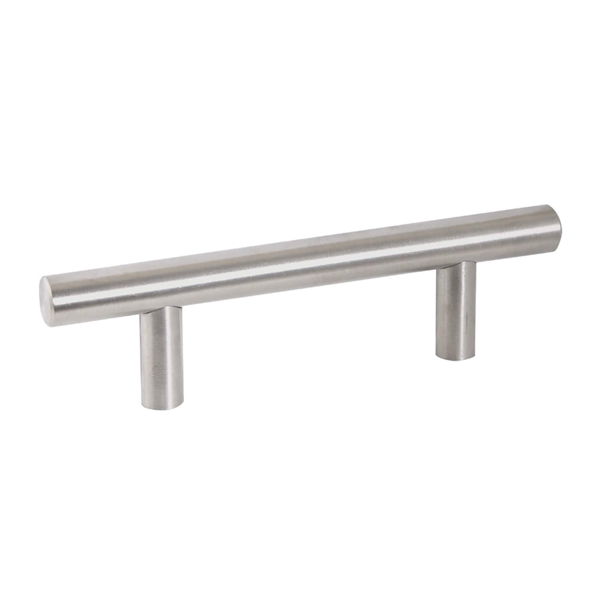 Brushed Nickel Steel Bar Drawer Pull with Mounting Hardware