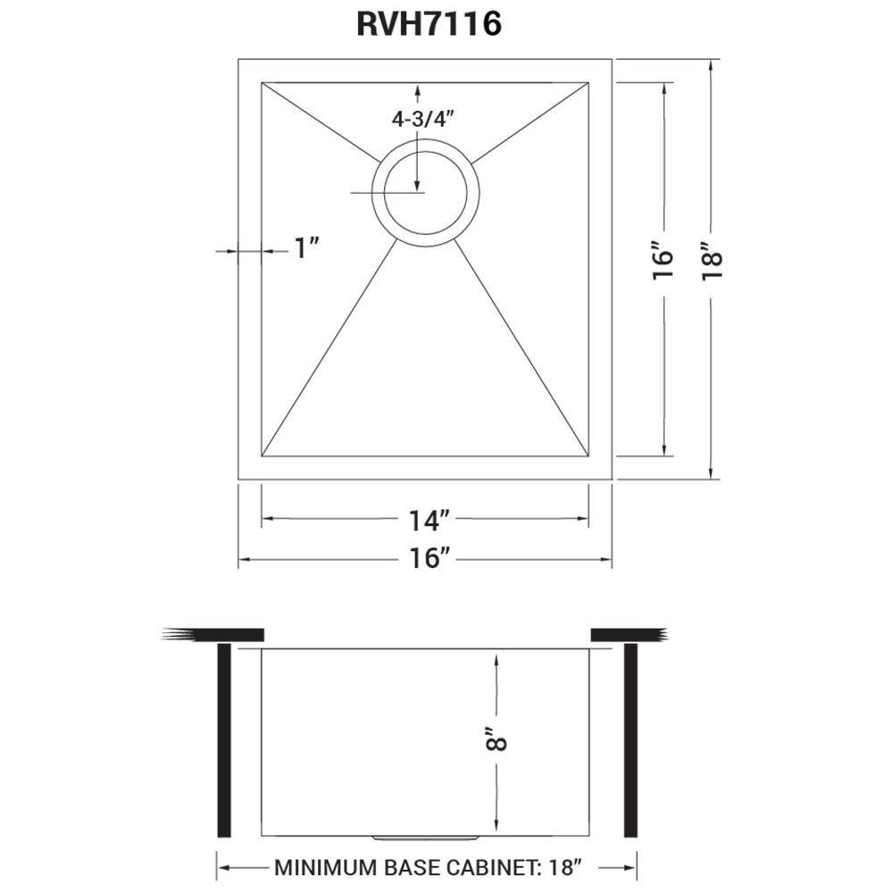 Ruvati 16 x 18 inch Undermount Bar Prep Kitchen Sink Rounded Corners Stainless Steel Single Bowl