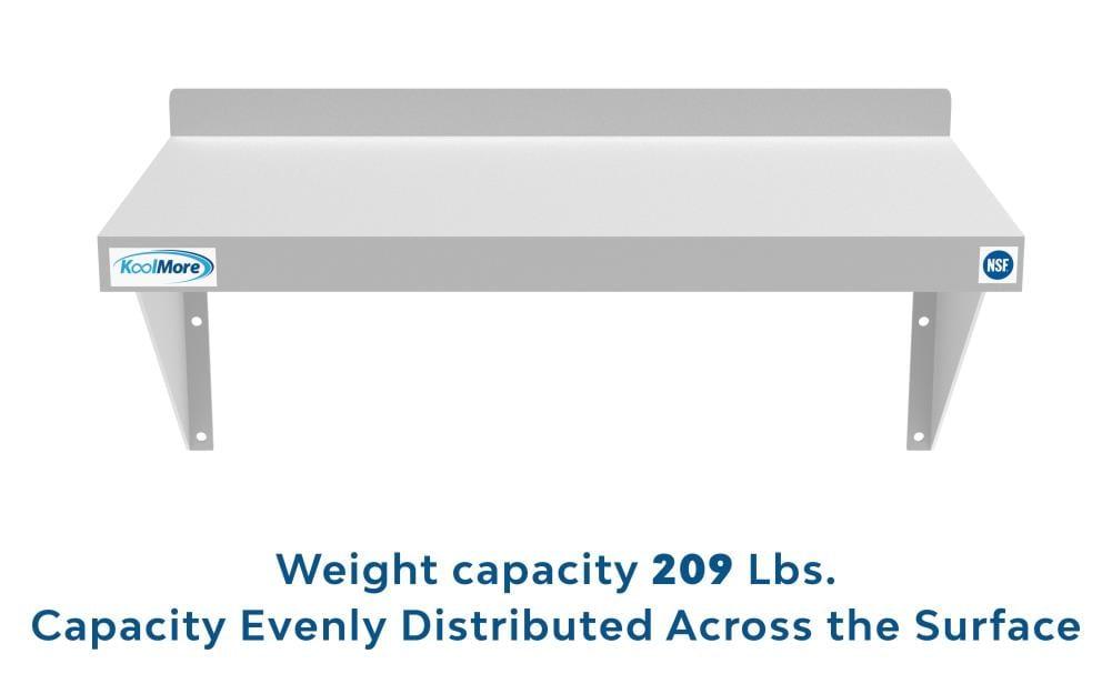 KoolMore 12" x 60" 18-Gauge Stainless-Steel Heavy Duty Wall Shelf