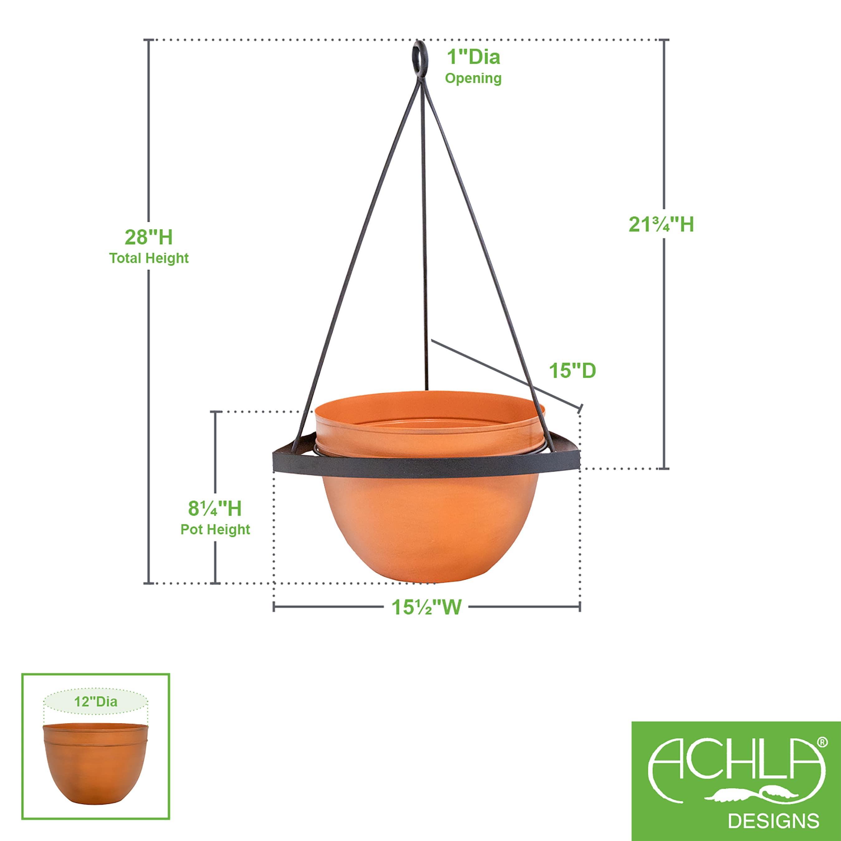 Achla Designs 28" Lina Wrought Iron Hanging Planter with Pot Orange