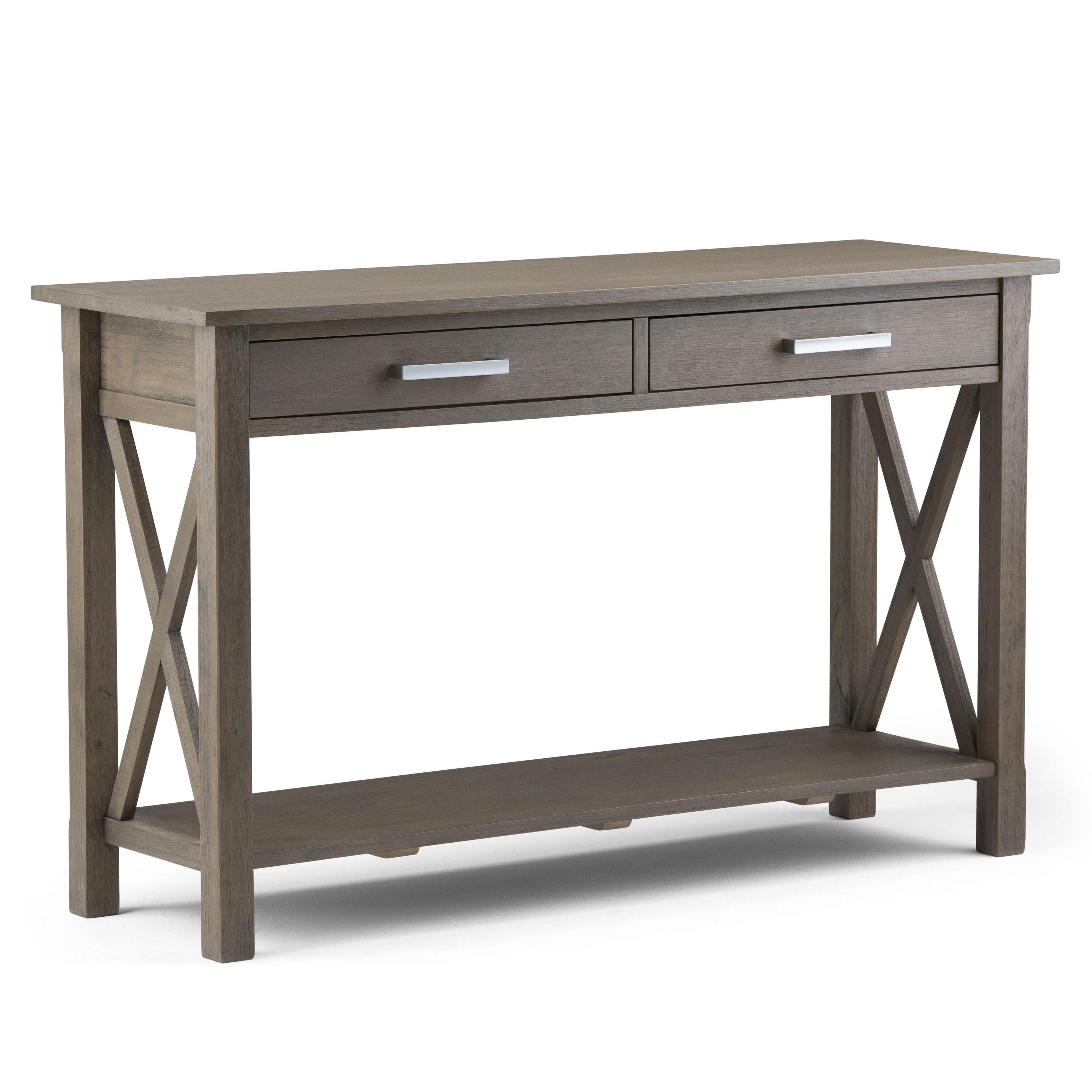 Simpli Home Kitchener 47"W Solid Wood Contemporary Storage Console Table with 2 Drawers and Bottom Storage Shelf
