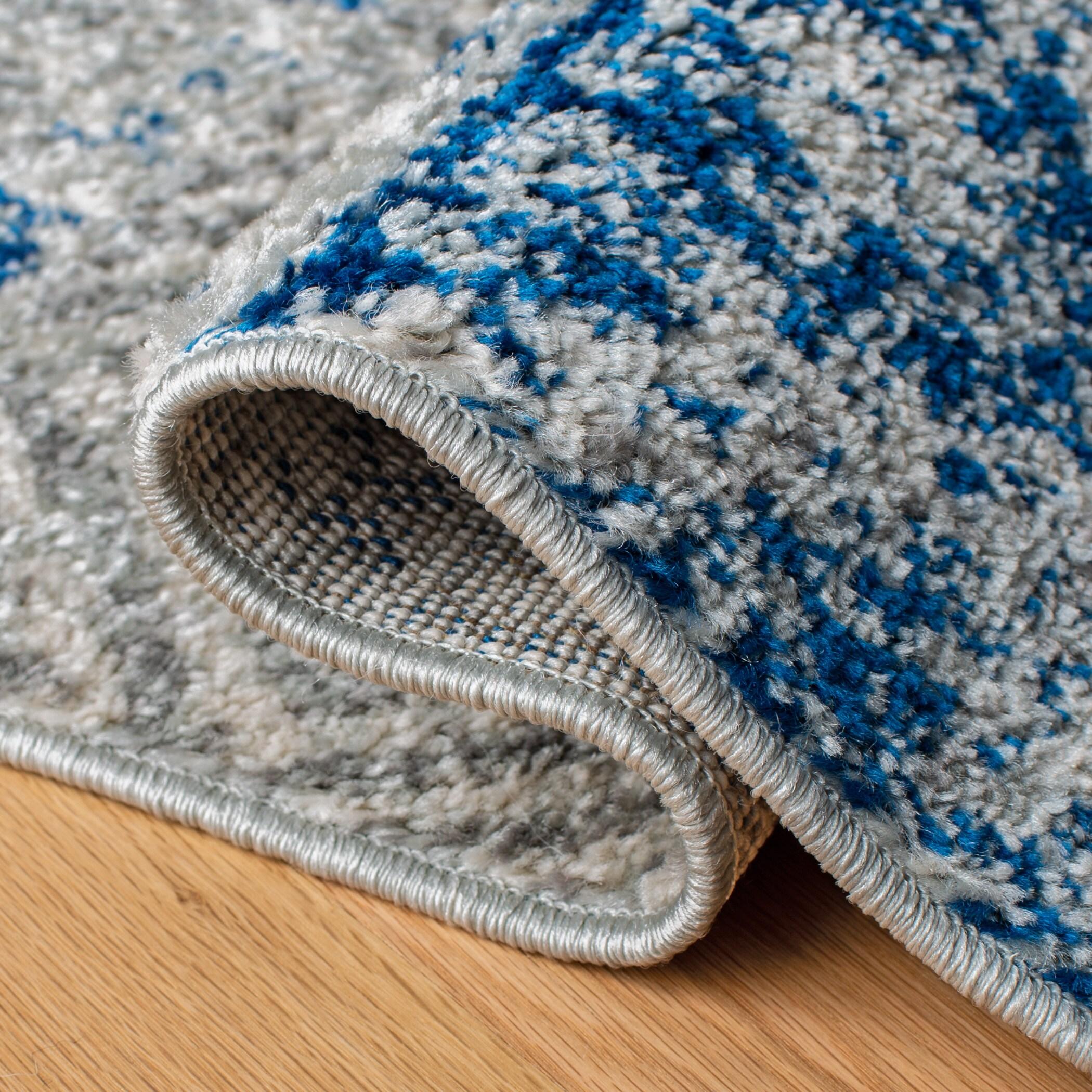 Madison MAD797 Power Loomed Area Rug - Silver/Navy - 8'x10' - Safavieh.