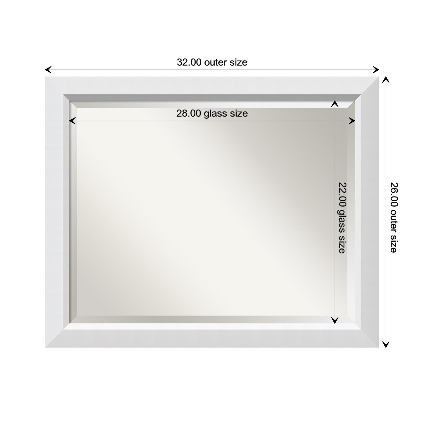 Amanti Art Blanco White Beveled Wood Wall Mirror 26.25 x 32.25 in.