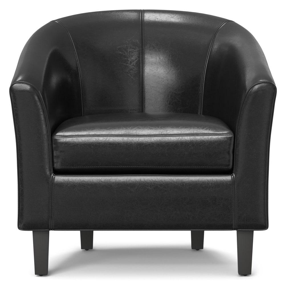 Simpli Home Austin 30"W Upholstered Vegan Faux Leather Contemporary Tub Accent Chair with High Arms and Deep Seat
