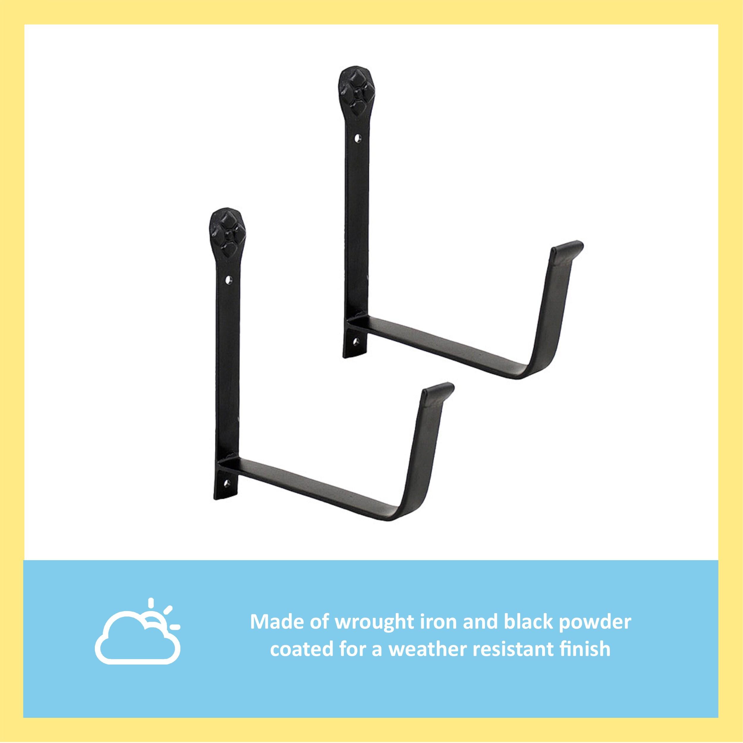 Black Iron 6-Inch Wall-Mount Flower Box Brackets